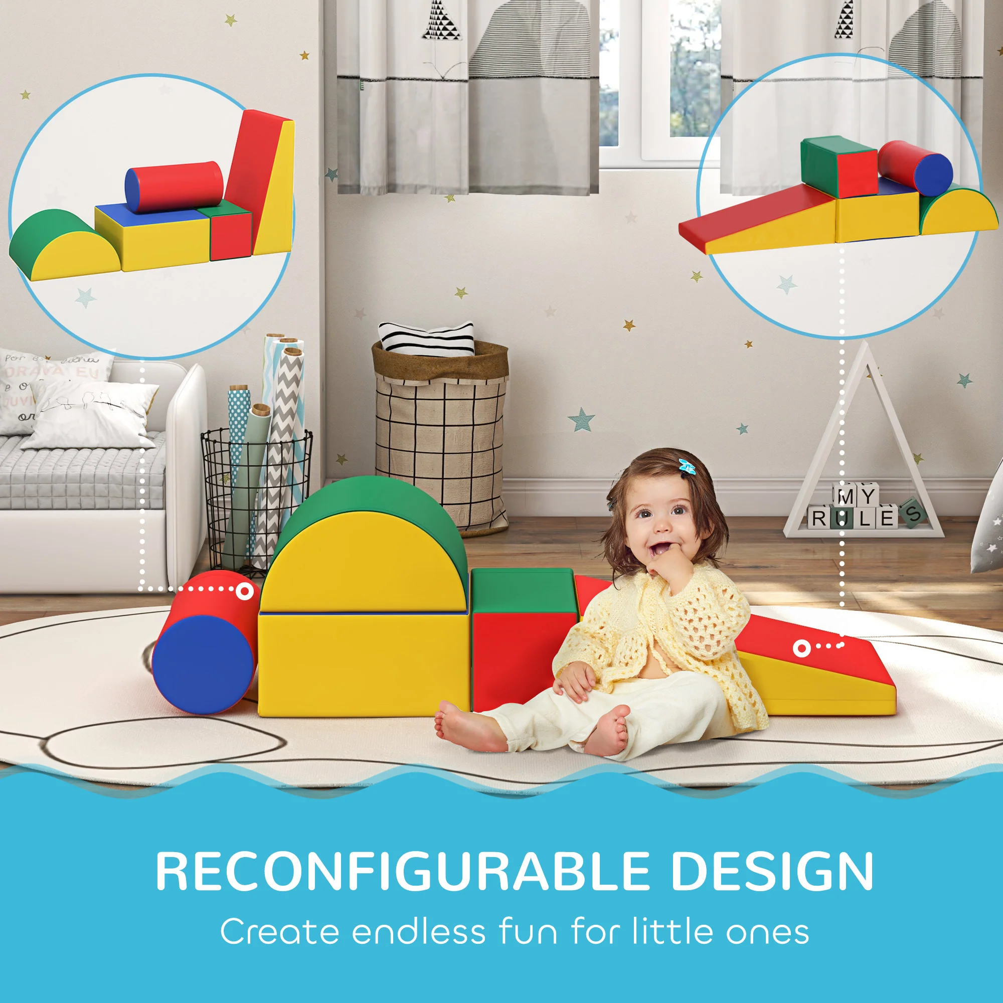 HOMCOM 5 Piece Soft Safe Foam Playset Climb And Crawl Activity Toy For Toddler - Image 4