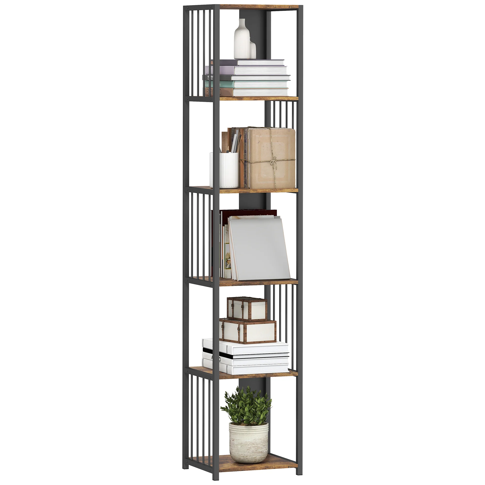 HOMCOM 5-Tier Bookshelf, Freestanding Display Storage Unit - Image 10
