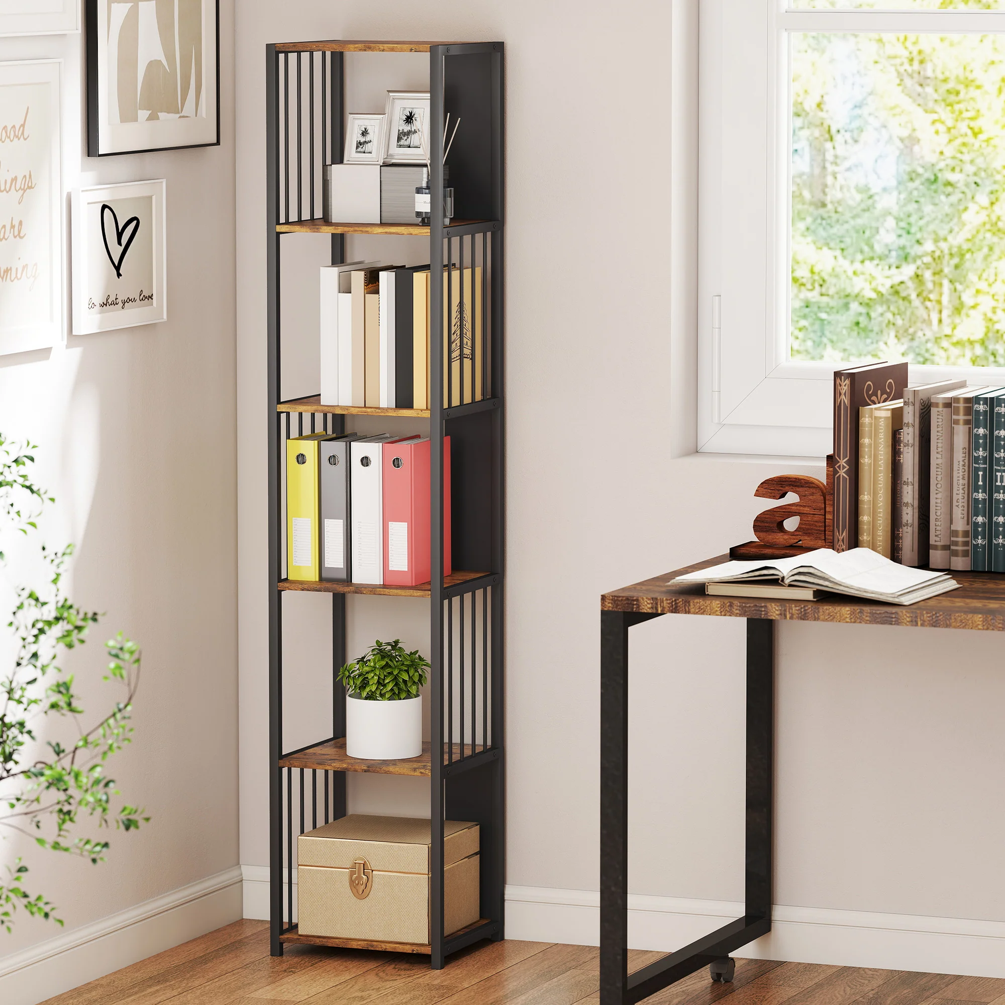 HOMCOM 5-Tier Bookshelf, Freestanding Display Storage Unit - Image 11