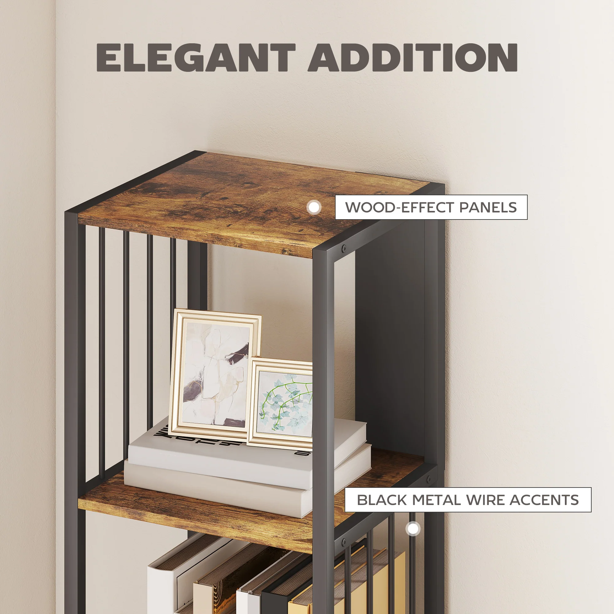 HOMCOM 5-Tier Bookshelf, Freestanding Display Storage Unit - Image 13