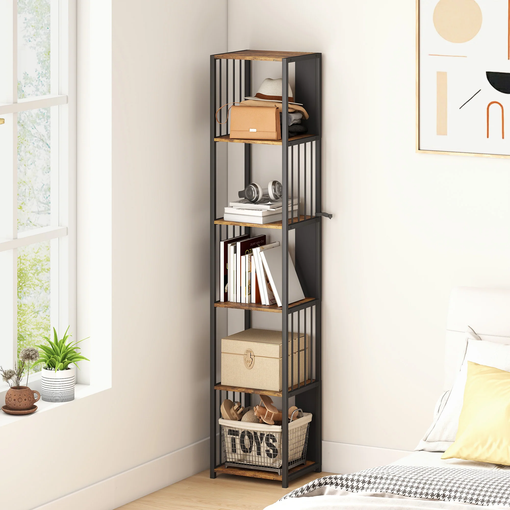 HOMCOM 5-Tier Bookshelf, Freestanding Display Storage Unit - Image 16