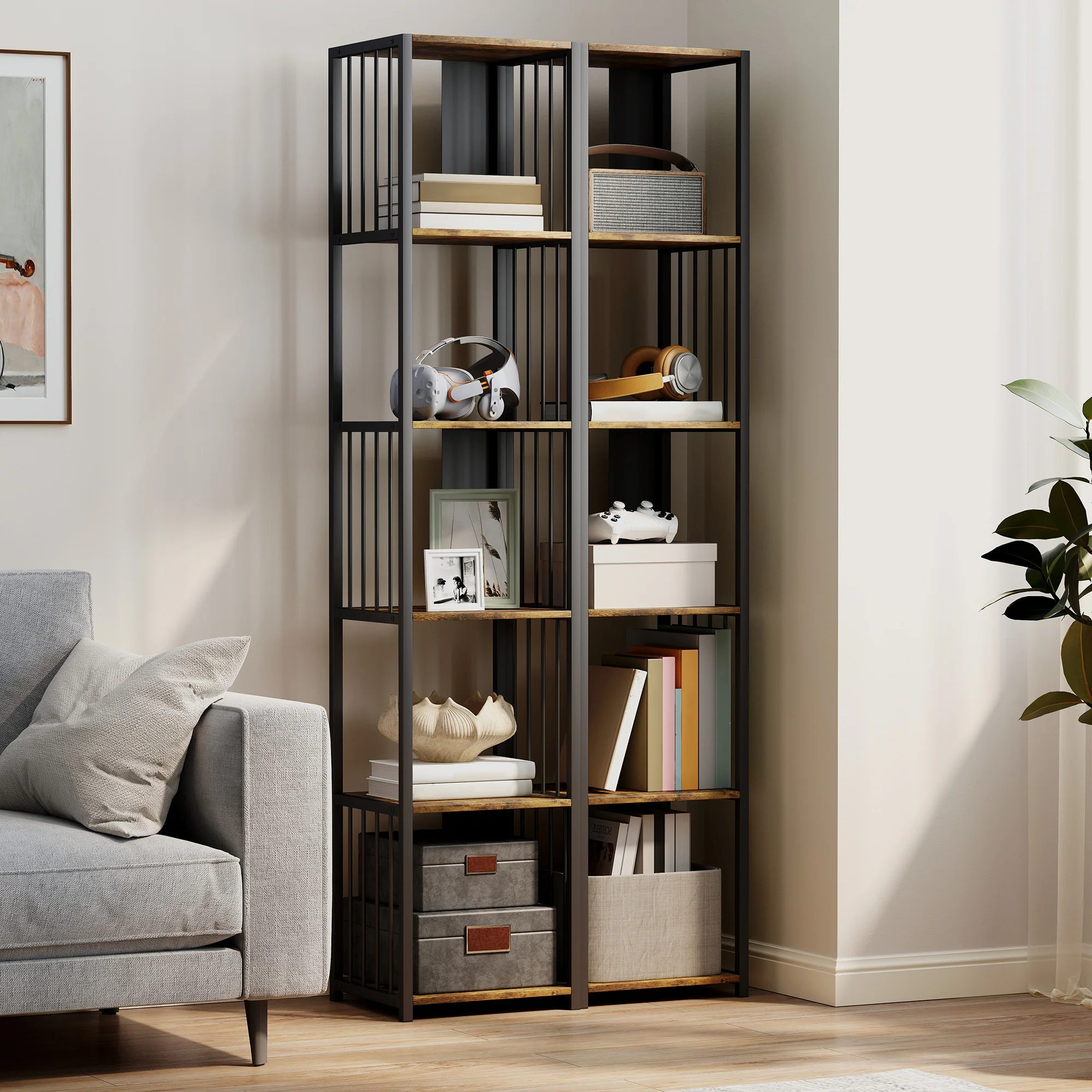 HOMCOM 5-Tier Bookshelf, Freestanding Display Storage Unit - Image 18
