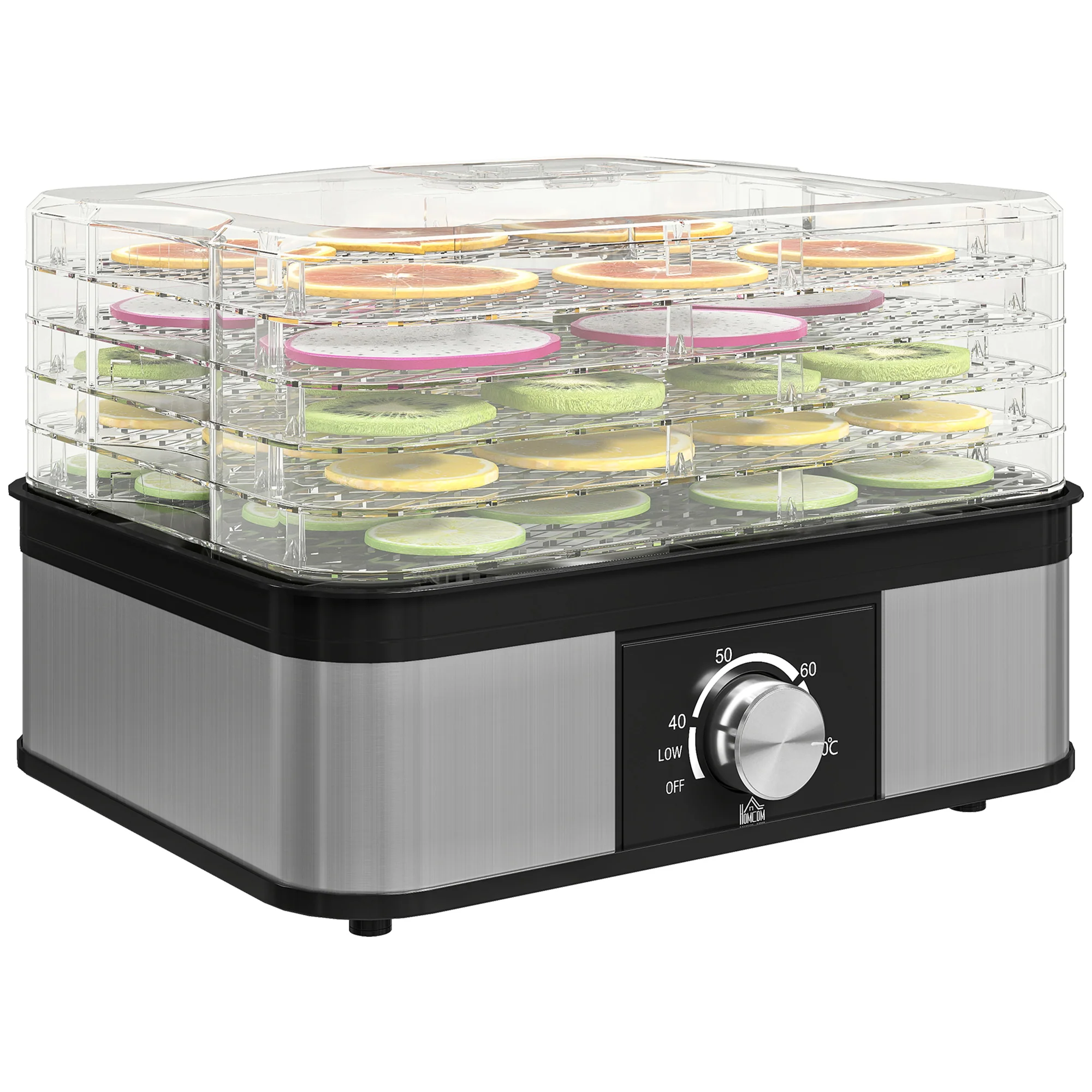 HOMCOM 5 Tier Food Dehydrator, 245W For Drying Fruit, Meat, Vegetable, Black