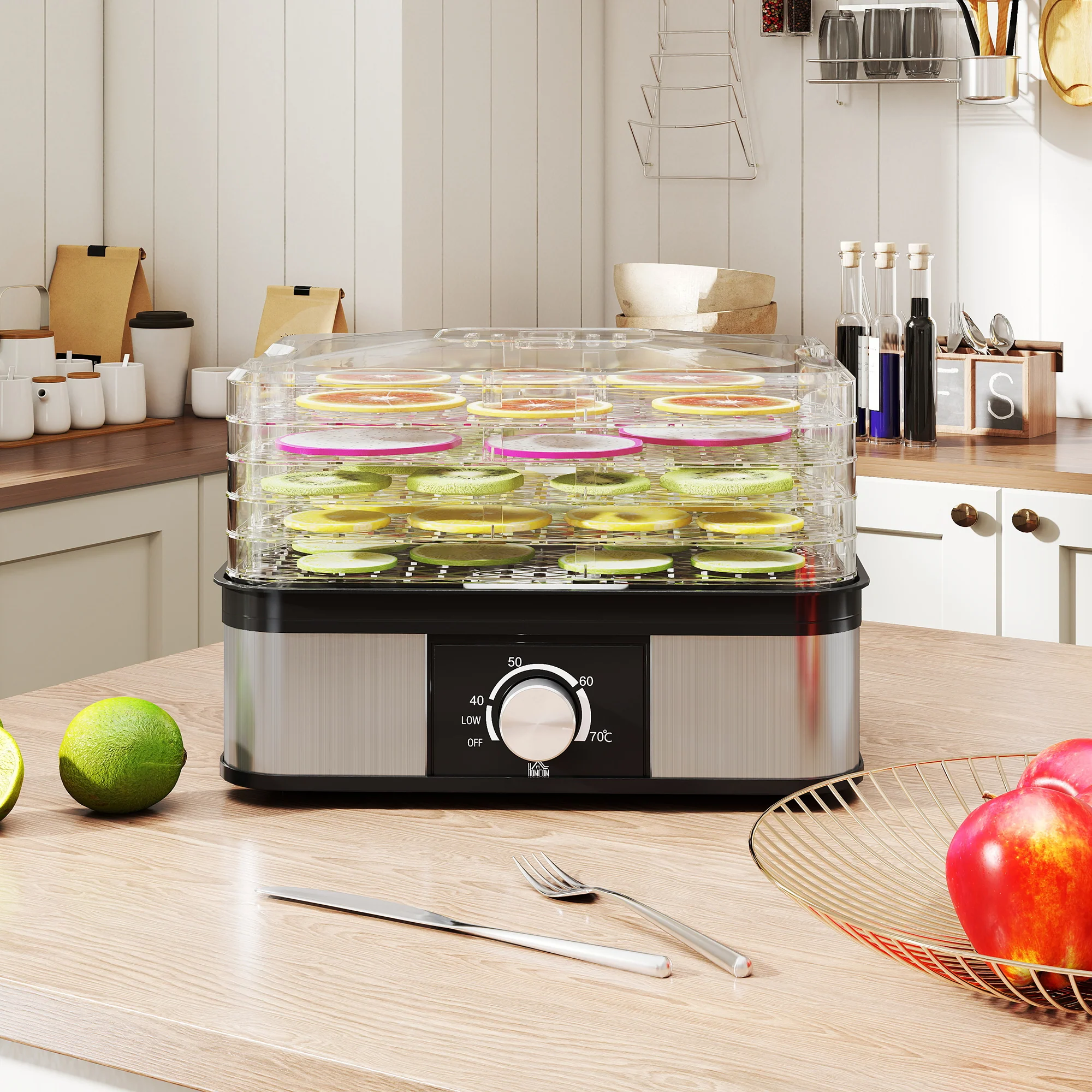 HOMCOM 5 Tier Food Dehydrator, 245W For Drying Fruit, Meat, Vegetable, Black - Image 8