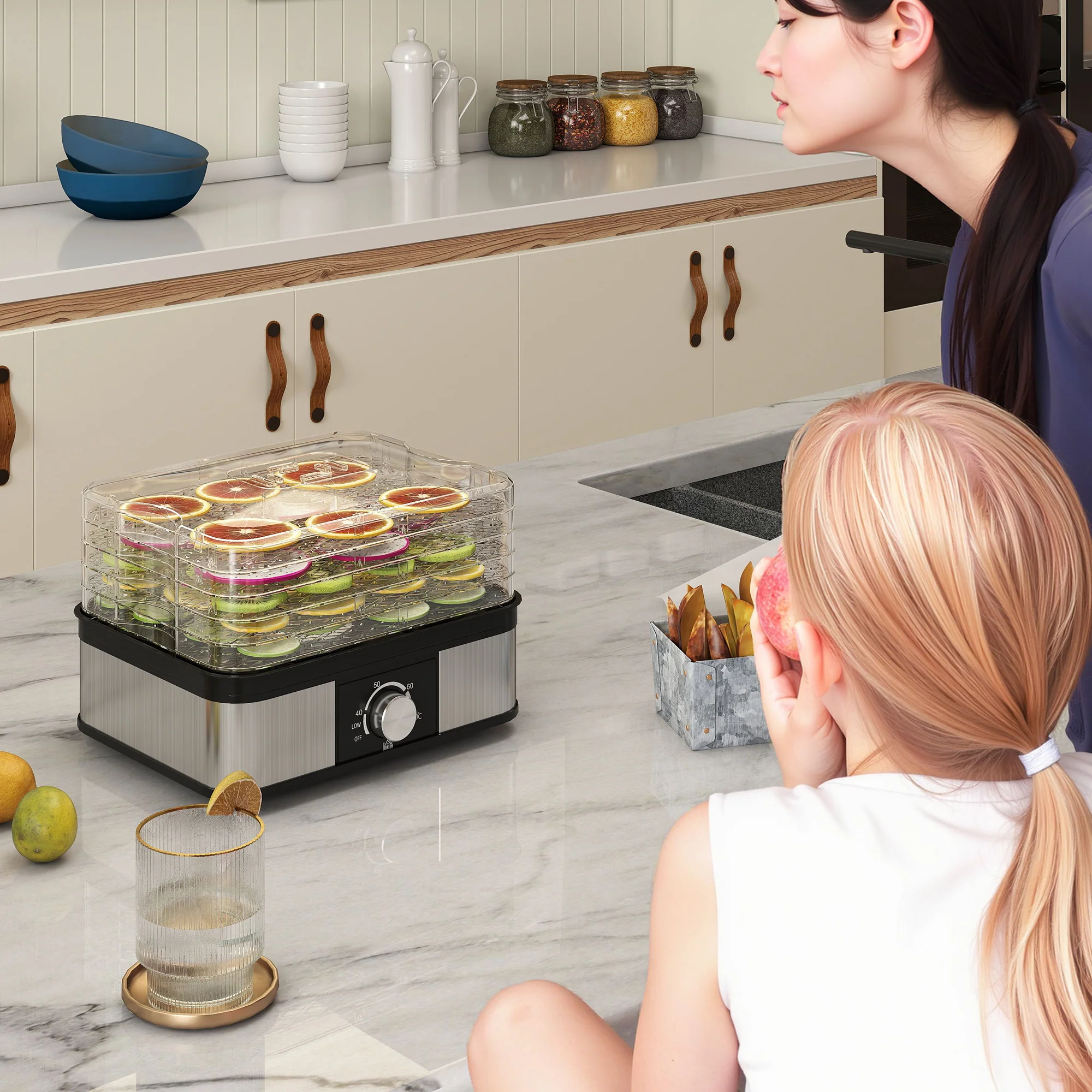 HOMCOM 5 Tier Food Dehydrator, 245W For Drying Fruit, Meat, Vegetable, Black - Image 9