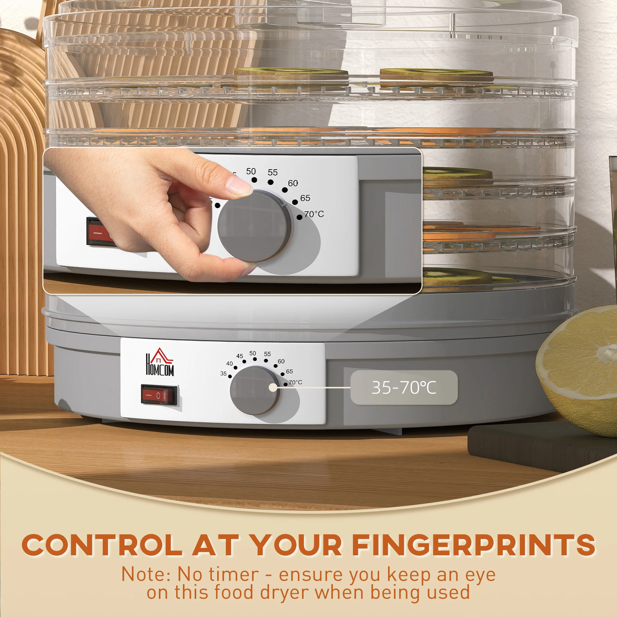 HOMCOM 5 Tier Food Dehydrator For Drying Fruit Meat Vegetable Pet Treat - Image 7