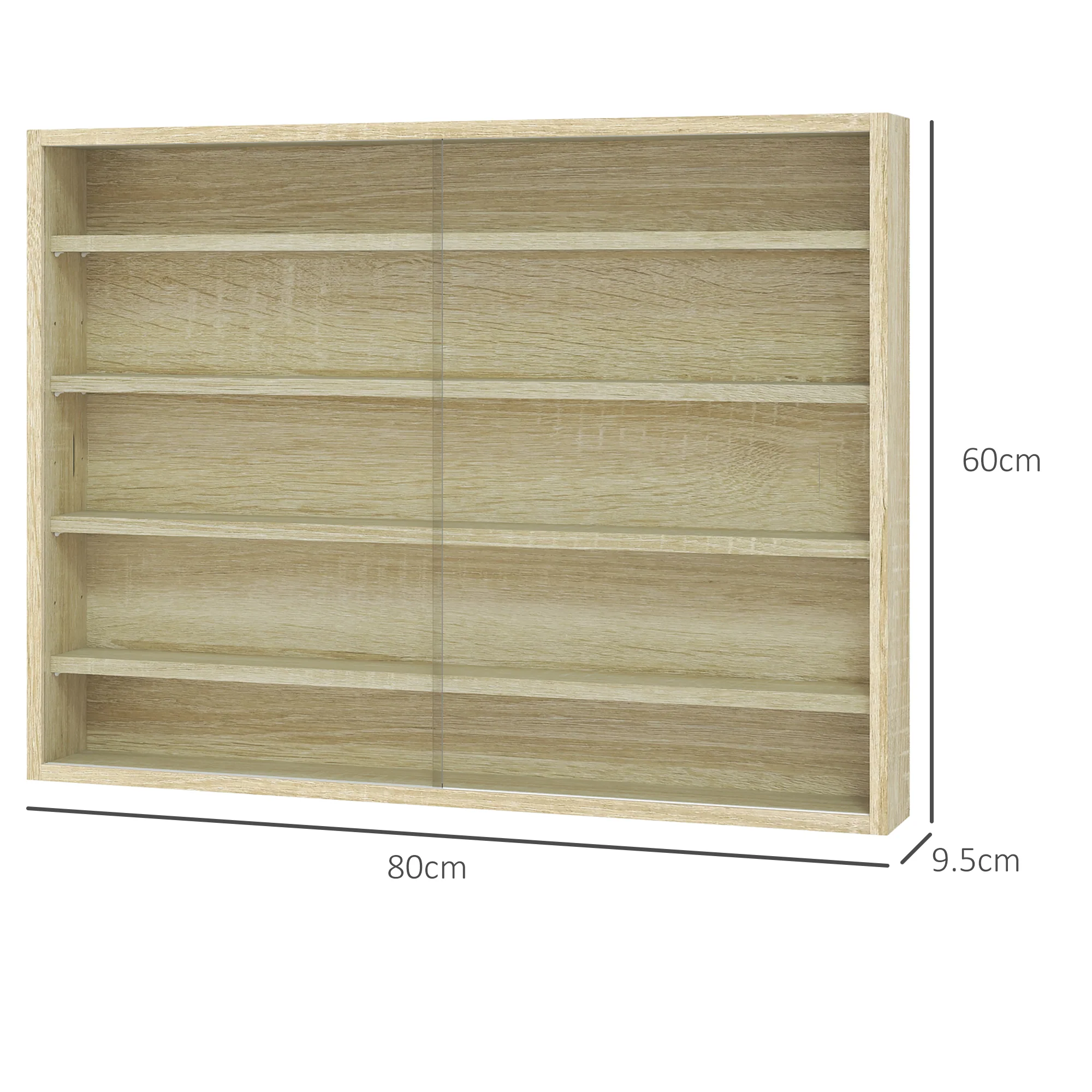HOMCOM 5-Tier Wall Display Shelf Unit Cabinet W/ Shelves Glass Doors - Image 14