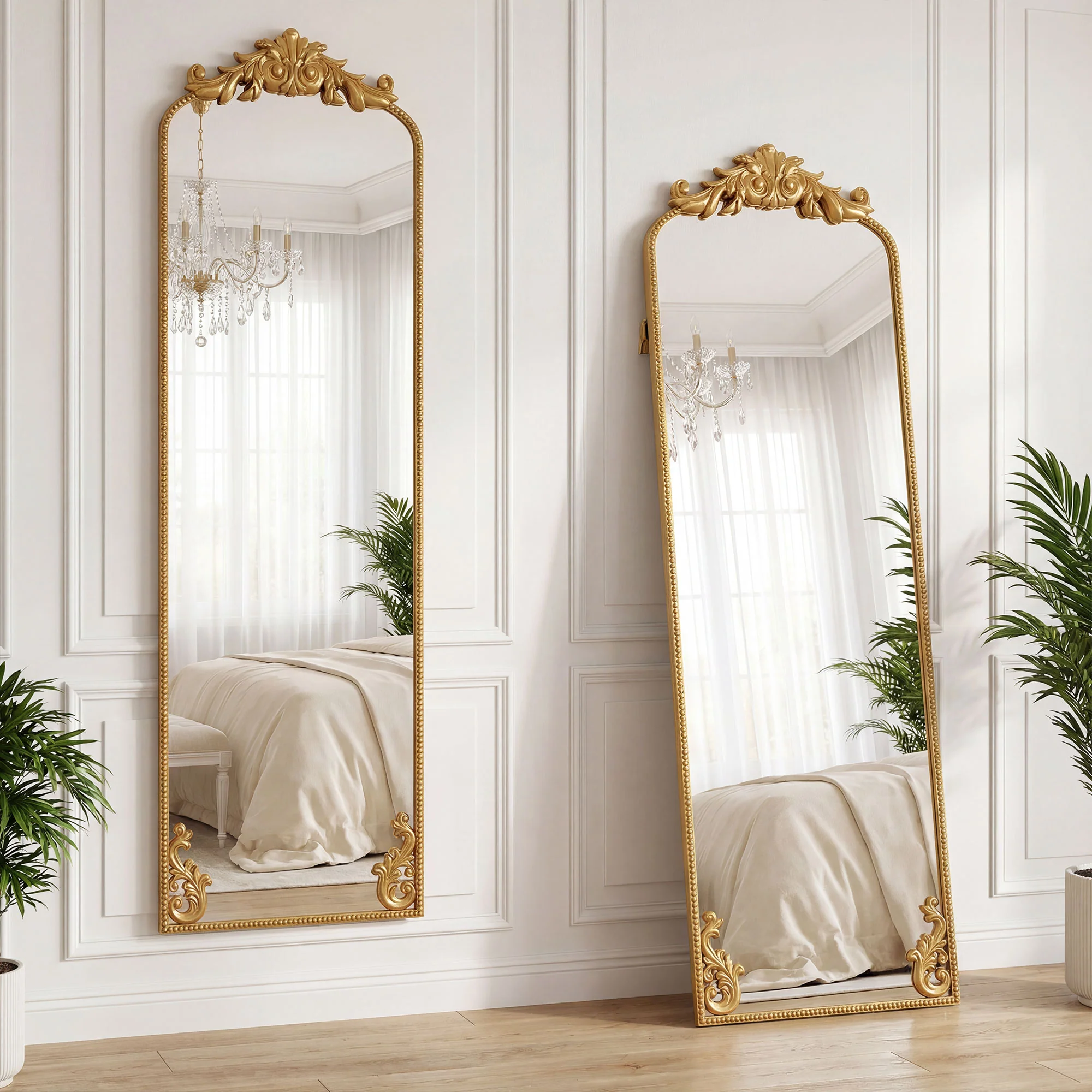 HOMCOM 50 x 160 cm Full Length Mirror with Metal Frame, Gold Tone - Image 2