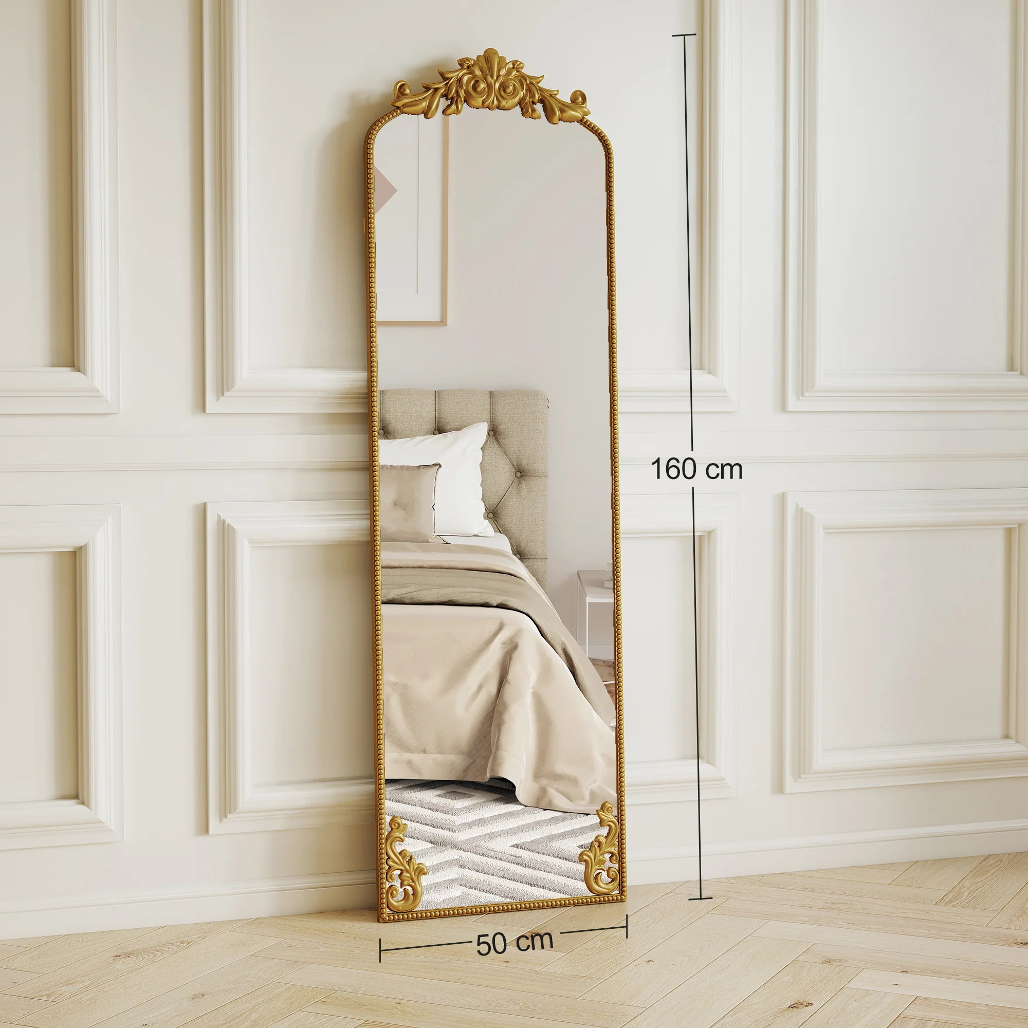 HOMCOM 50 x 160 cm Full Length Mirror with Metal Frame, Gold Tone - Image 3