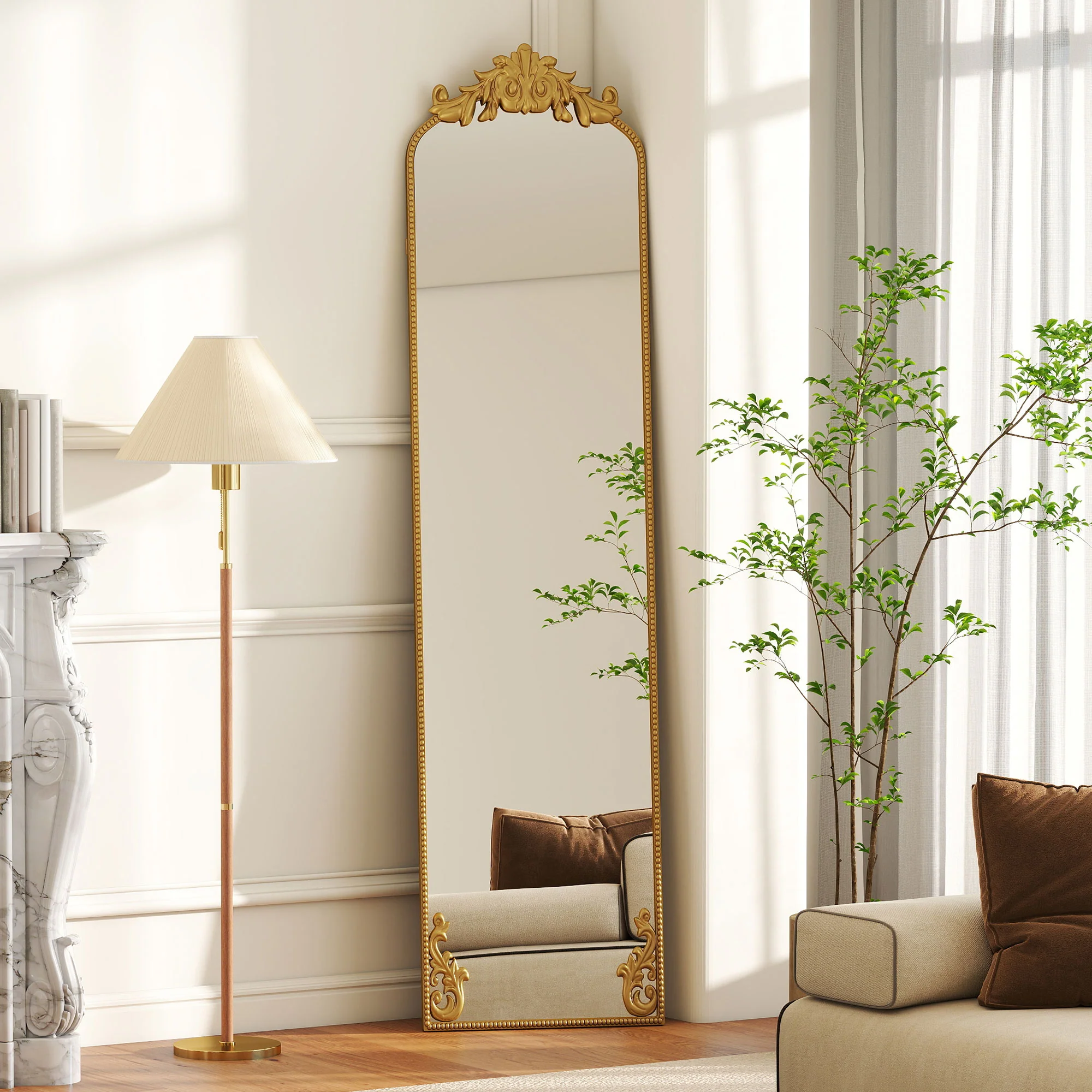 HOMCOM 50 x 160 cm Full Length Mirror with Metal Frame, Gold Tone - Image 8