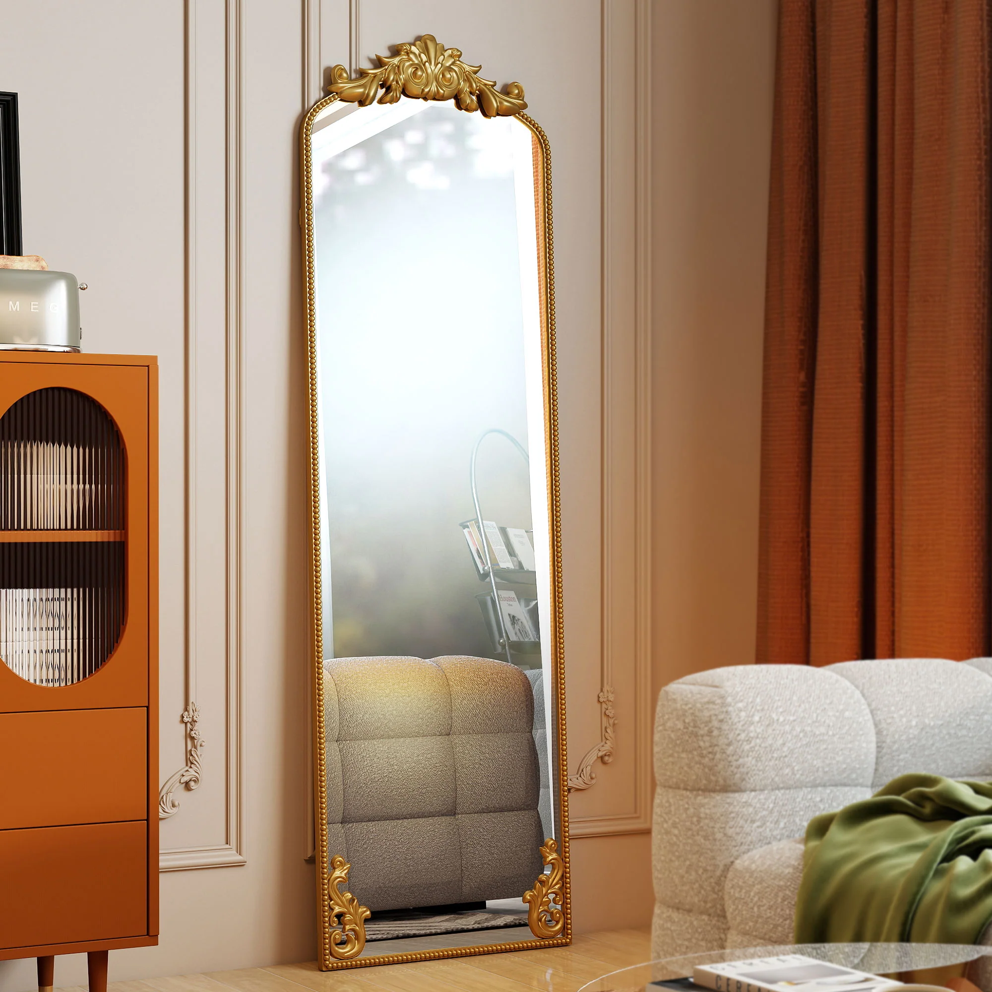 HOMCOM 50 x 160 cm Full Length Mirror with Metal Frame, Gold Tone - Image 9