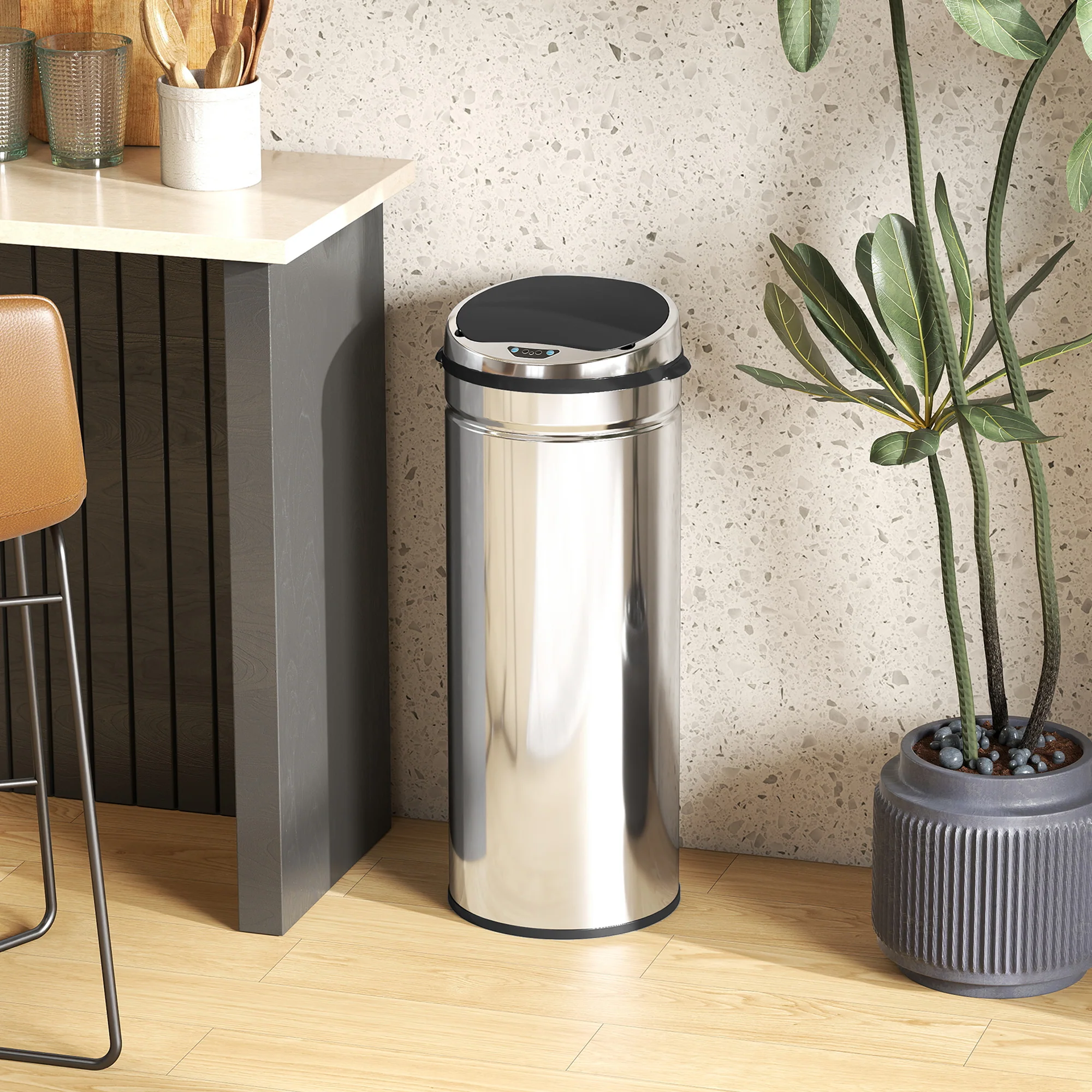 HOMCOM 50L Sensor Bin, Stainless Steel Kitchen Bin With Automatic Close - Image 9