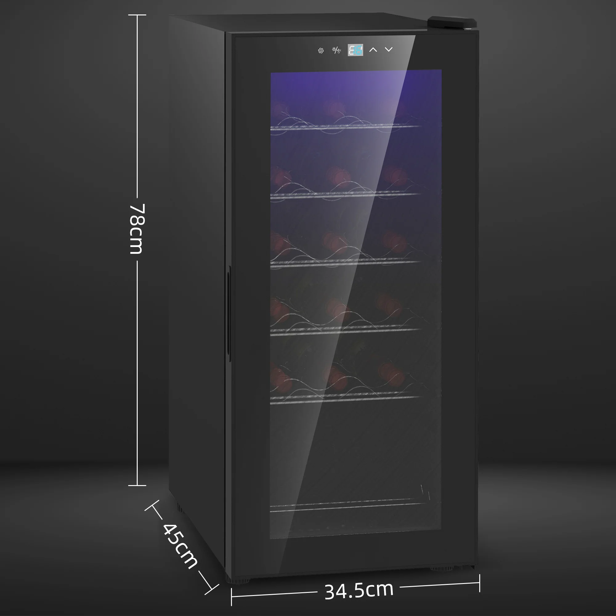 HOMCOM 50L Undercounter Wine Cooler Fridge With LED Light Glass Door 18 Bottles - Image 5