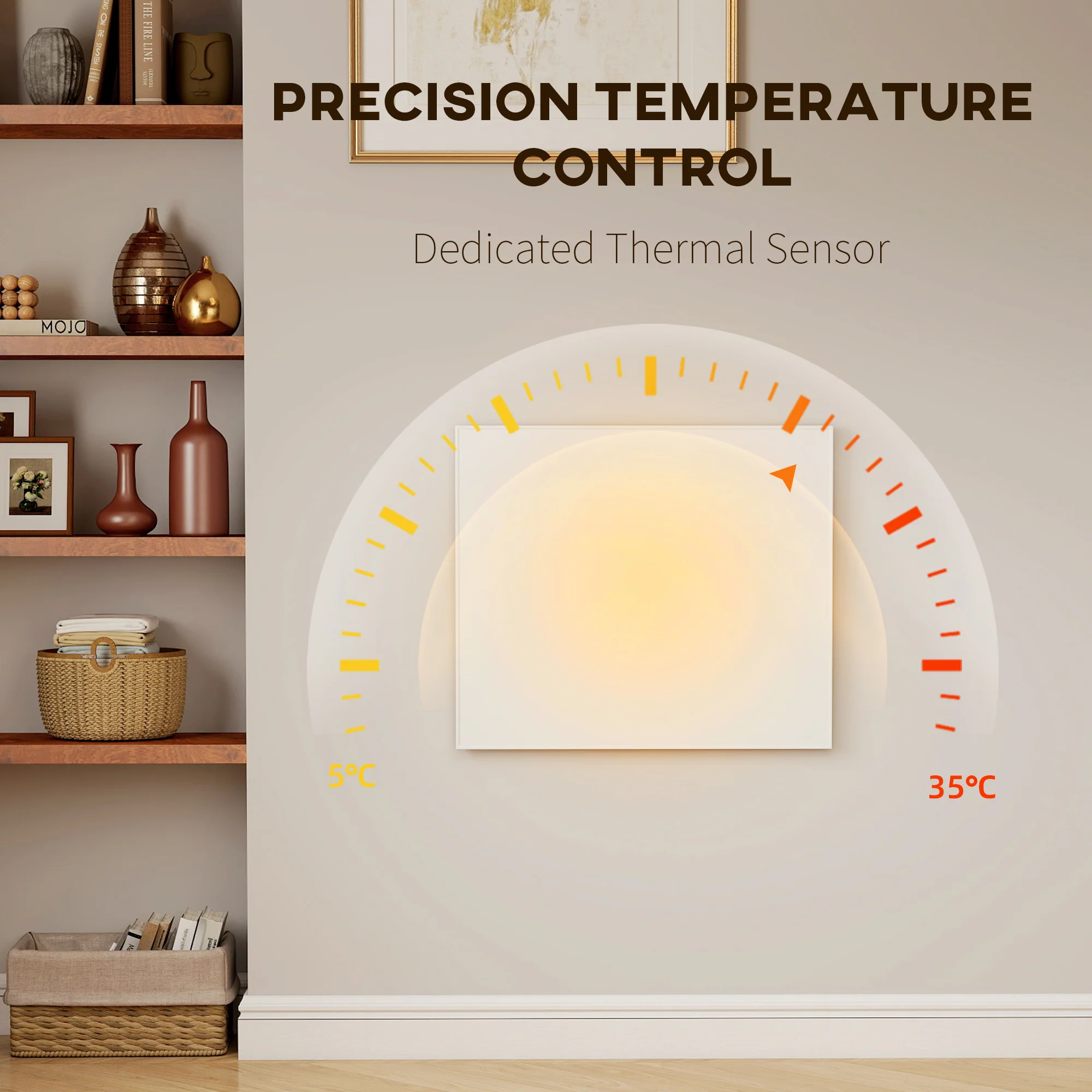 HOMCOM 520W Smart Electric Heater, Wall Far Infrared Panel Radiator, White - Image 7