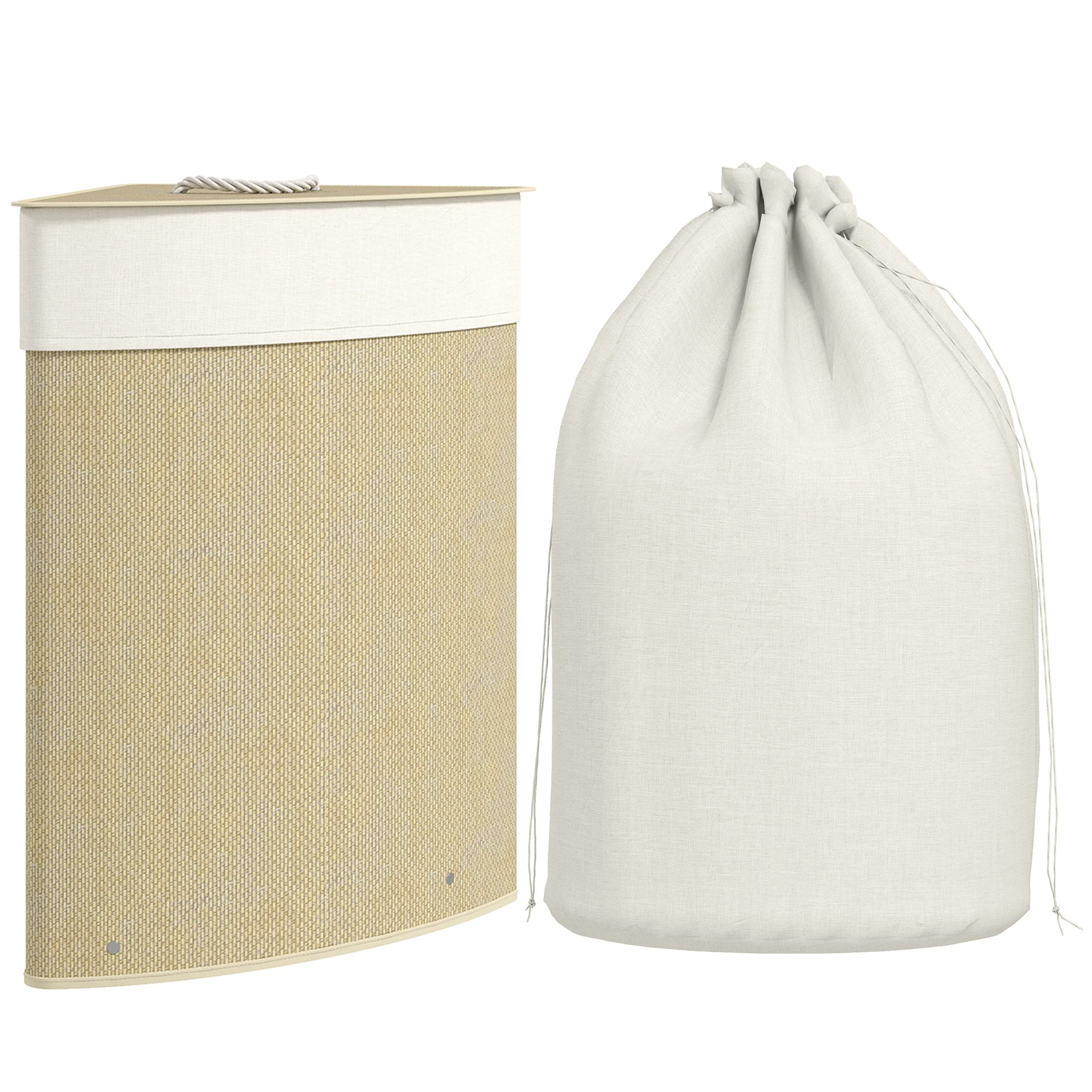 HOMCOM 55L Laundry Hamper With Removable Washable Liner Bag - Image 10