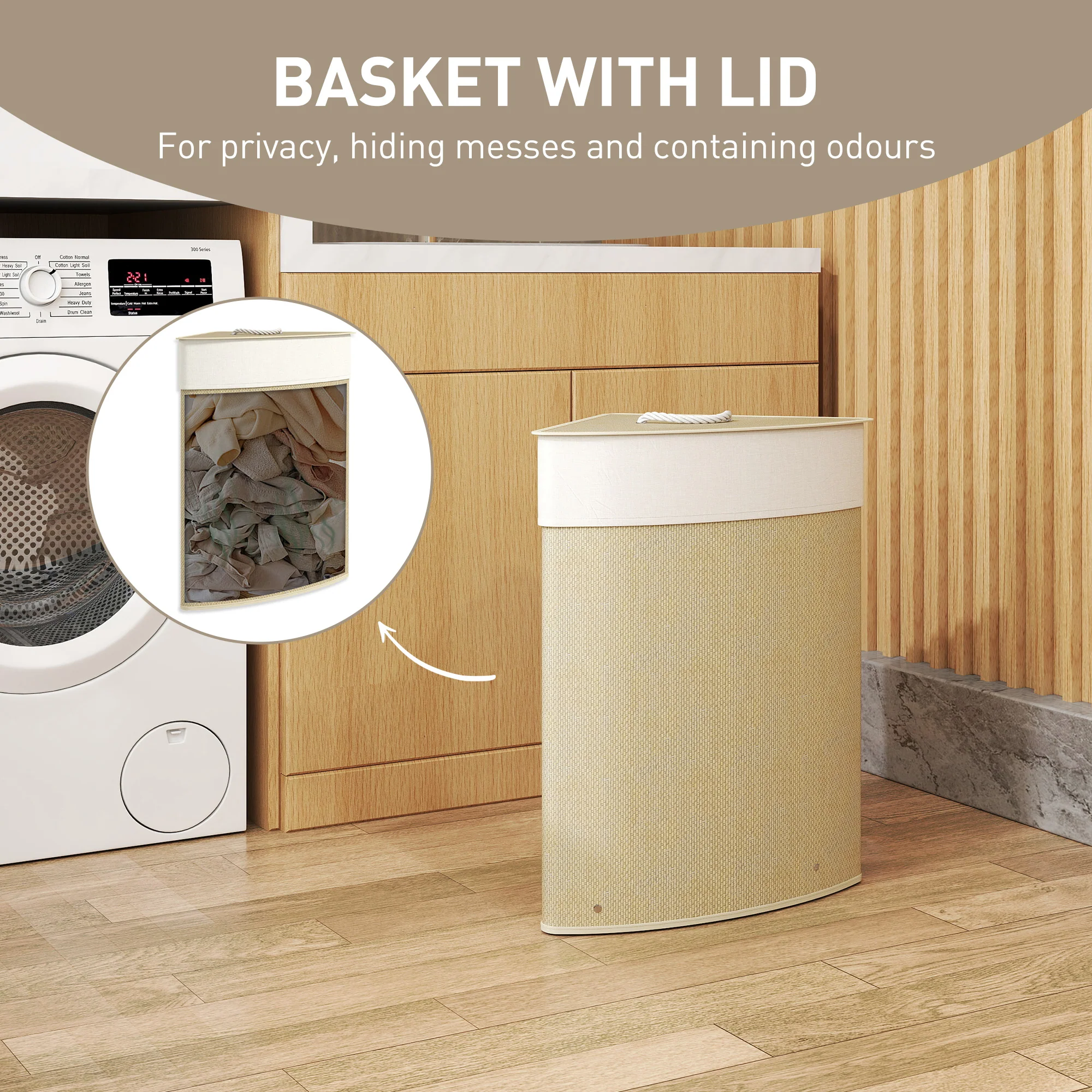 HOMCOM 55L Laundry Hamper With Removable Washable Liner Bag - Image 13