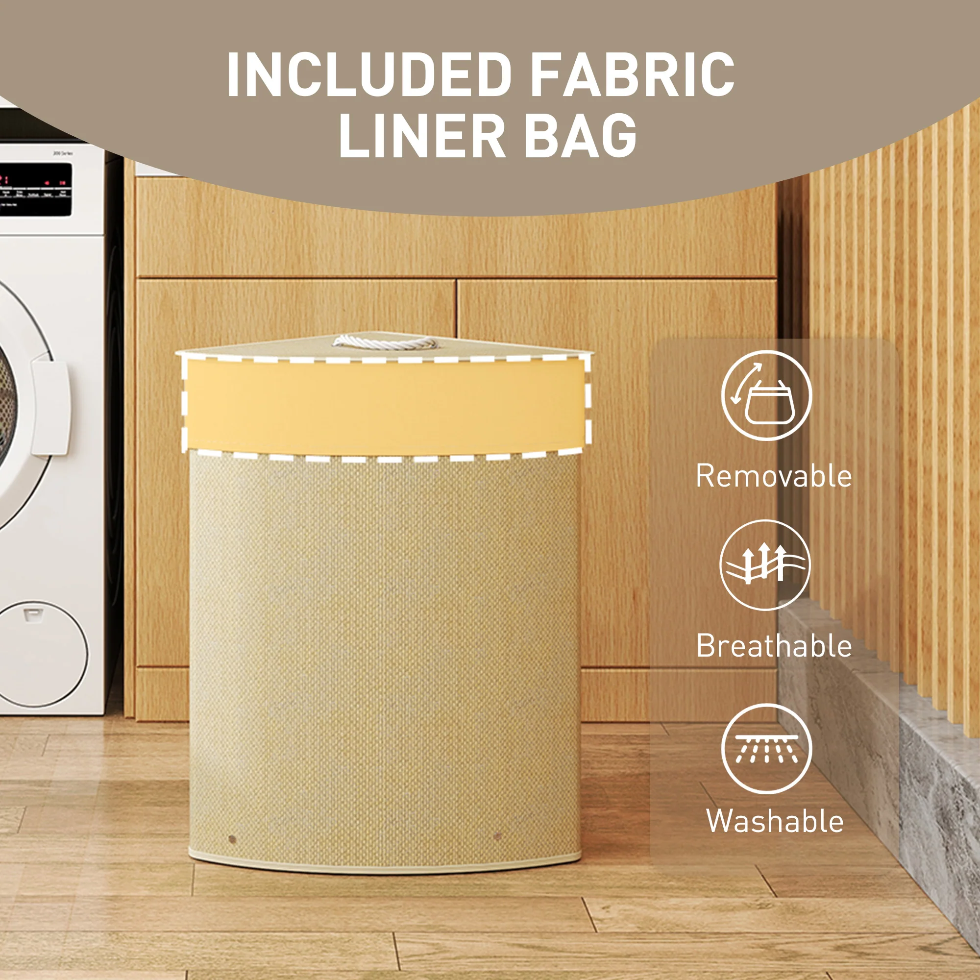 HOMCOM 55L Laundry Hamper With Removable Washable Liner Bag - Image 15