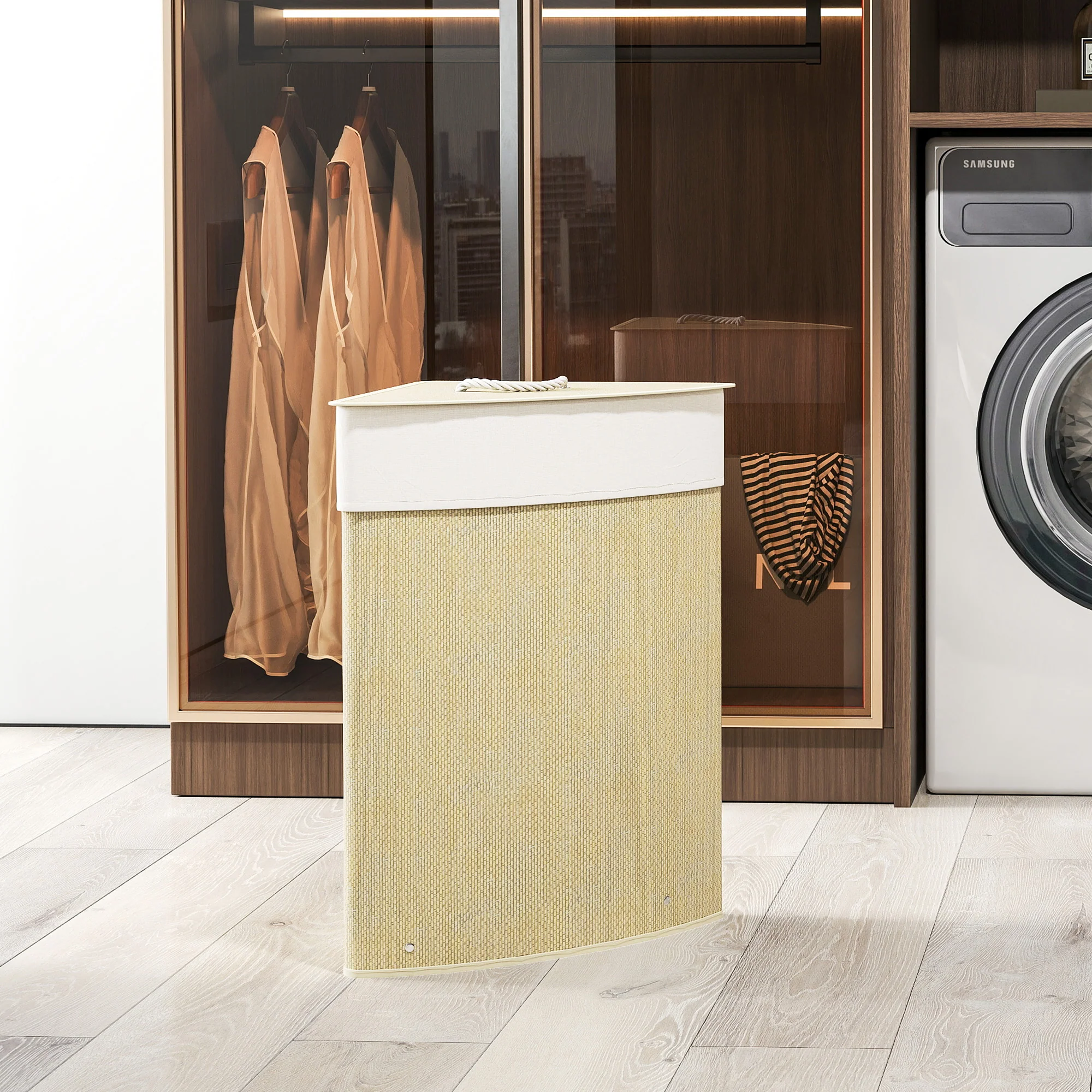 HOMCOM 55L Laundry Hamper With Removable Washable Liner Bag - Image 16