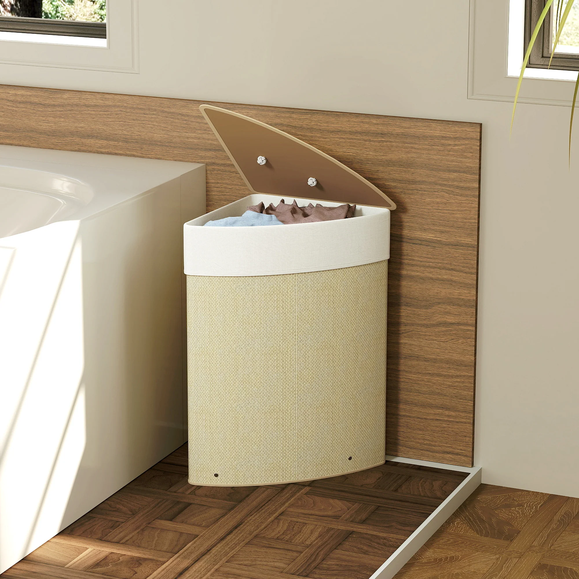 HOMCOM 55L Laundry Hamper With Removable Washable Liner Bag - Image 17