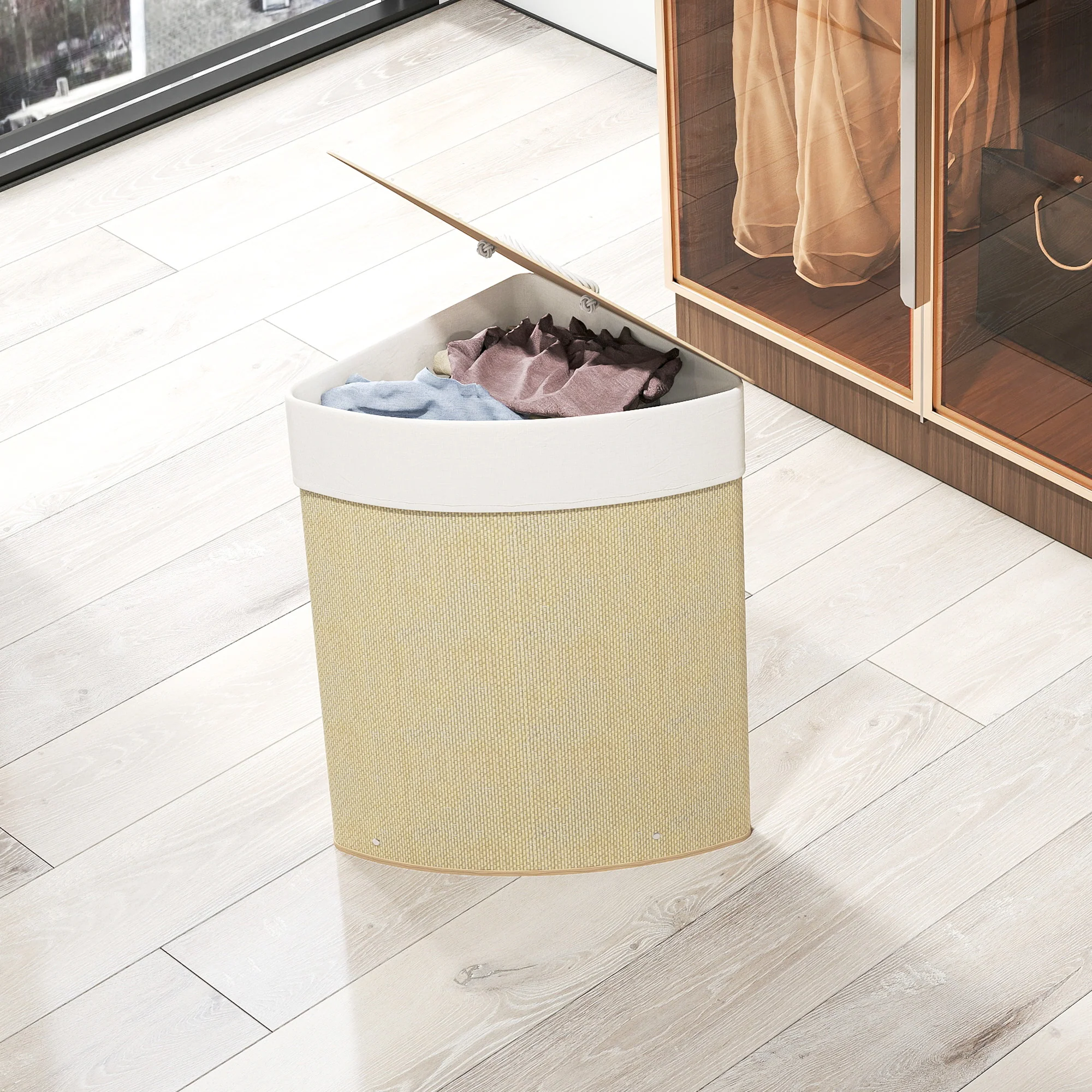 HOMCOM 55L Laundry Hamper With Removable Washable Liner Bag - Image 18