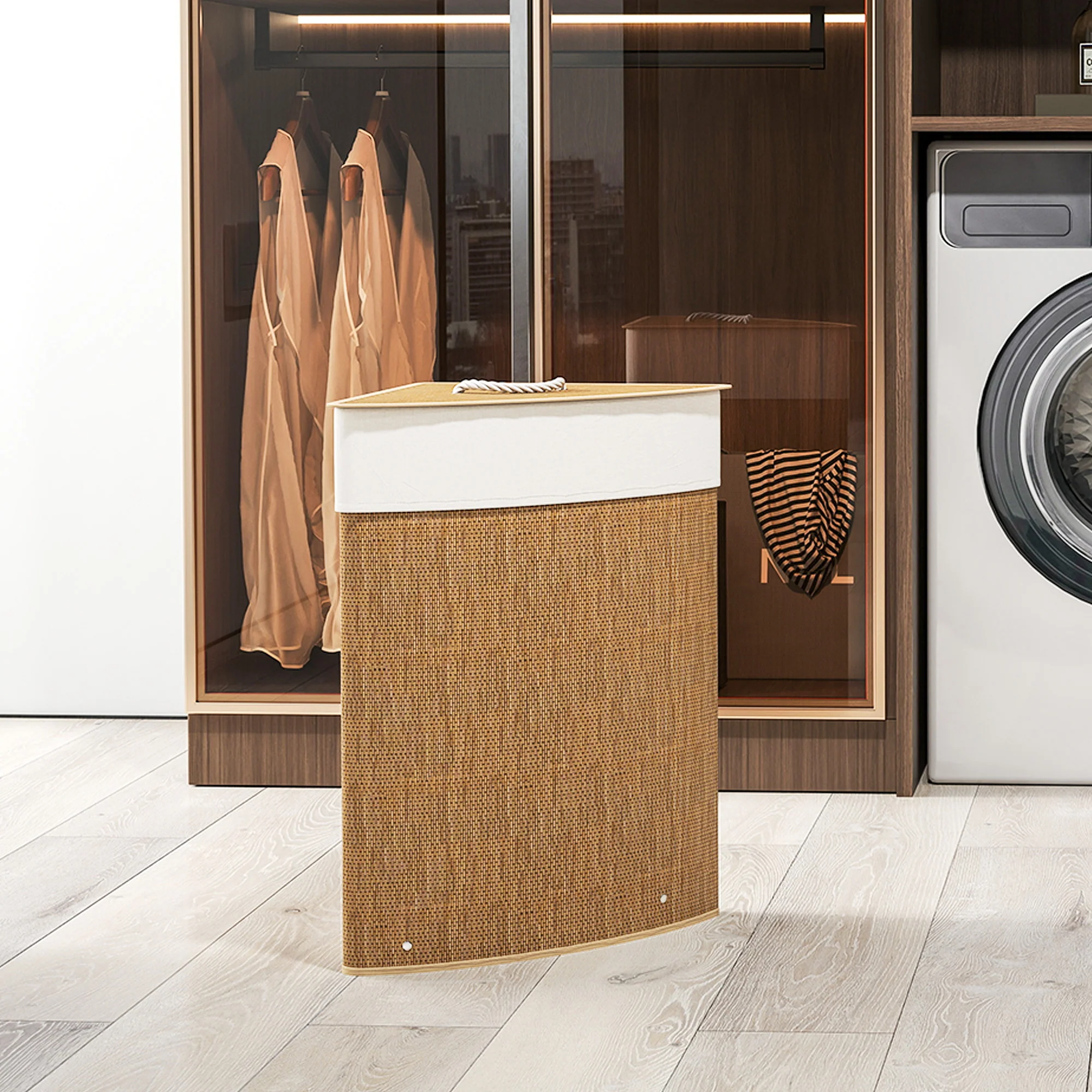HOMCOM 55L Laundry Hamper With Removable Washable Liner Bag - Image 7