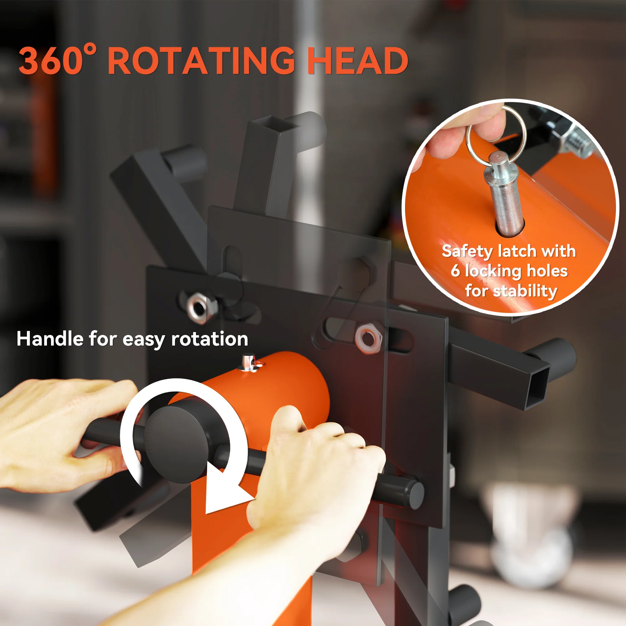 HOMCOM 570 kg Rotating Engine Stand with Adjustable Head, Orange - Image 4