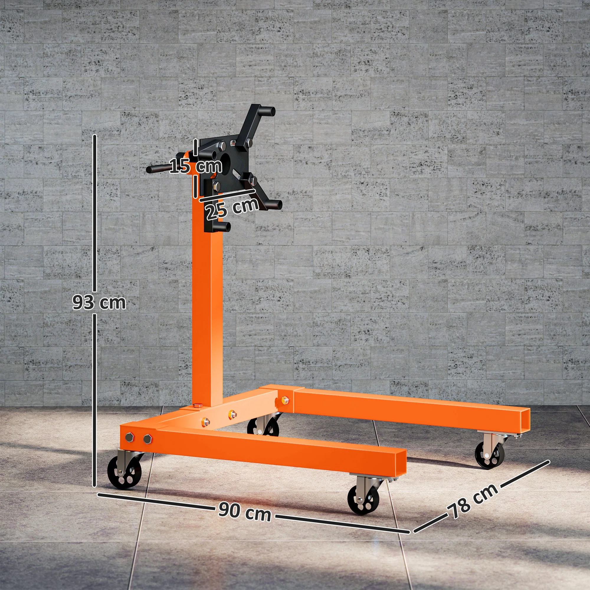 HOMCOM 570 kg Rotating Engine Stand with Adjustable Head, Orange - Image 5