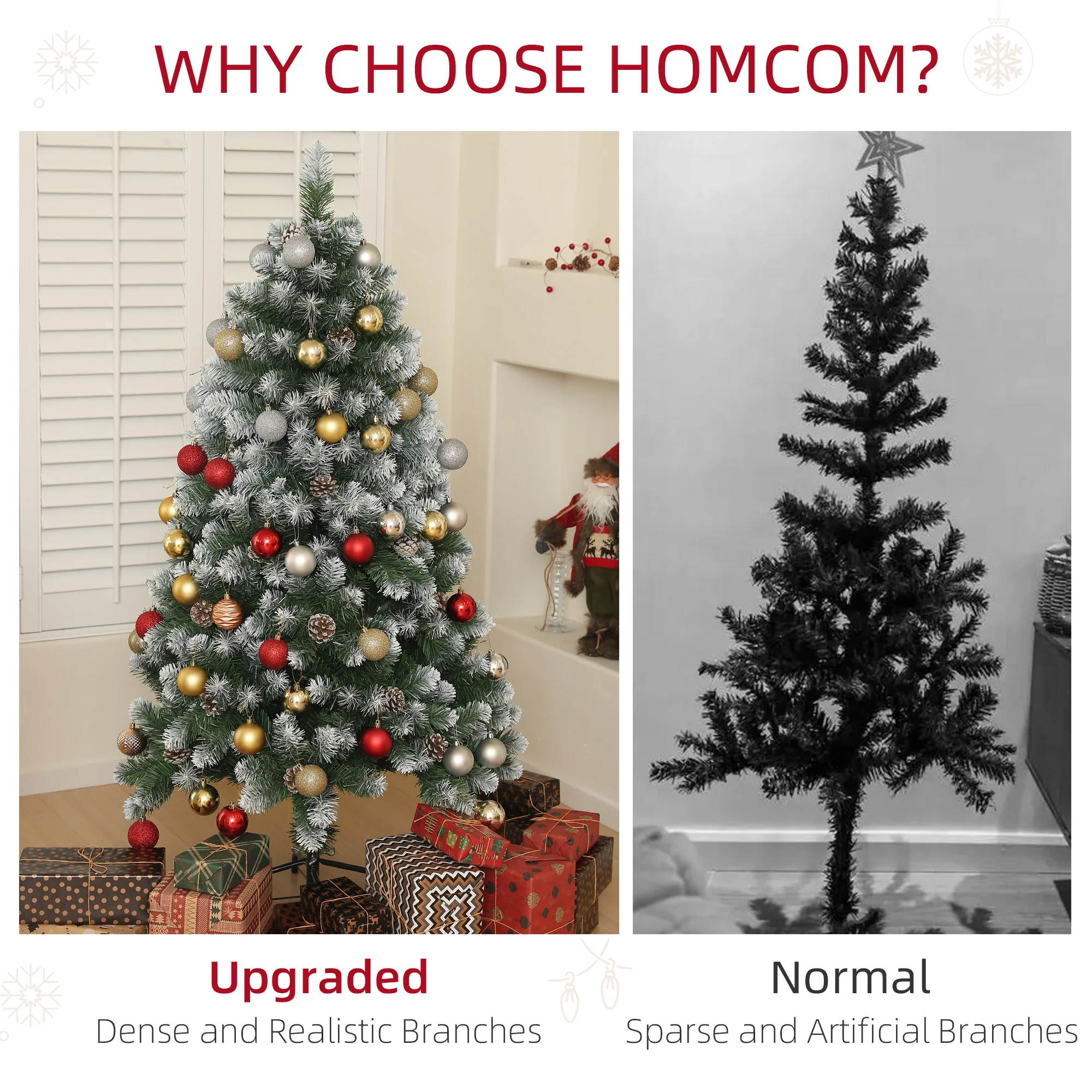 HOMCOM 5ft Artificial Pine Christmas Tree With Pinecones, Steel Base - Image 4