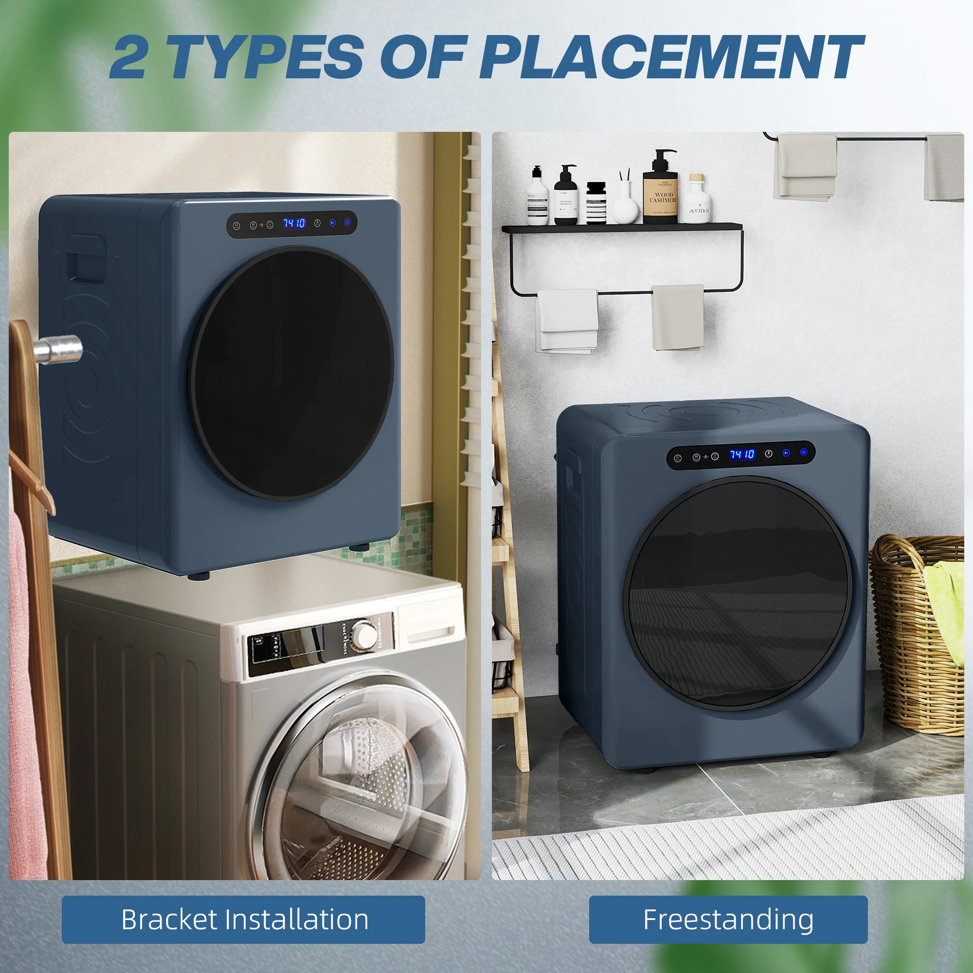 HOMCOM 5kg Portable Vented Tumble Dryer Machine With Timer, 6 Heat Settings - Image 7