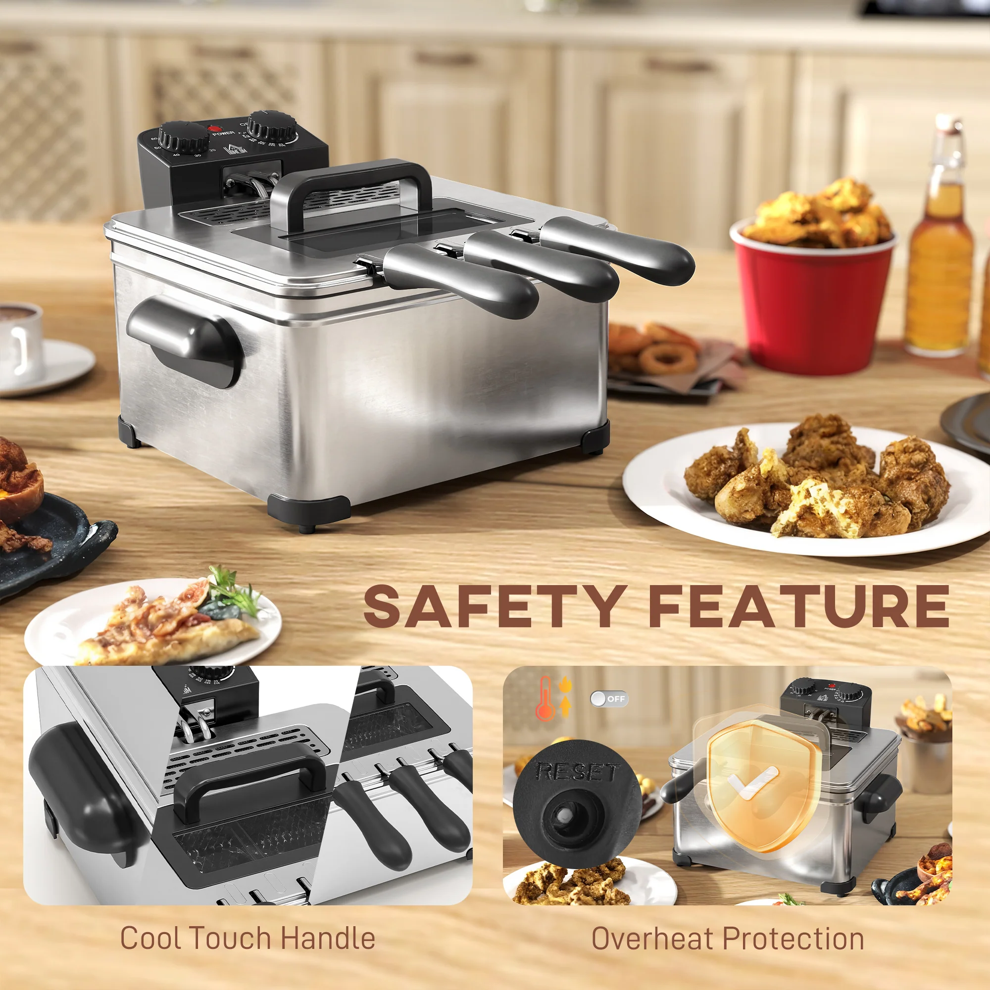HOMCOM 5L Deep Fryer with Removable Oil Basket and Viewing Window, 2000W - Image 6