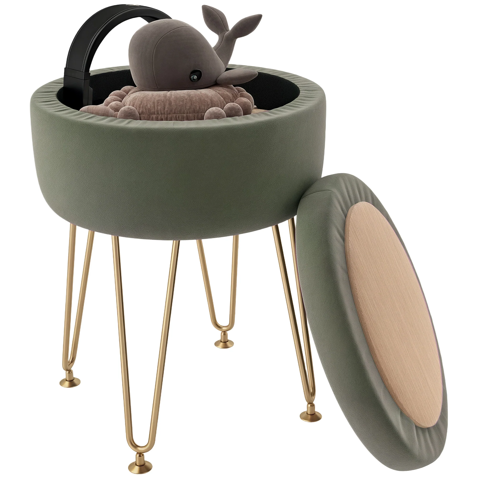 HOMCOM 5L Velvet Footstool With Removable Lid For Bedroom - Image 10