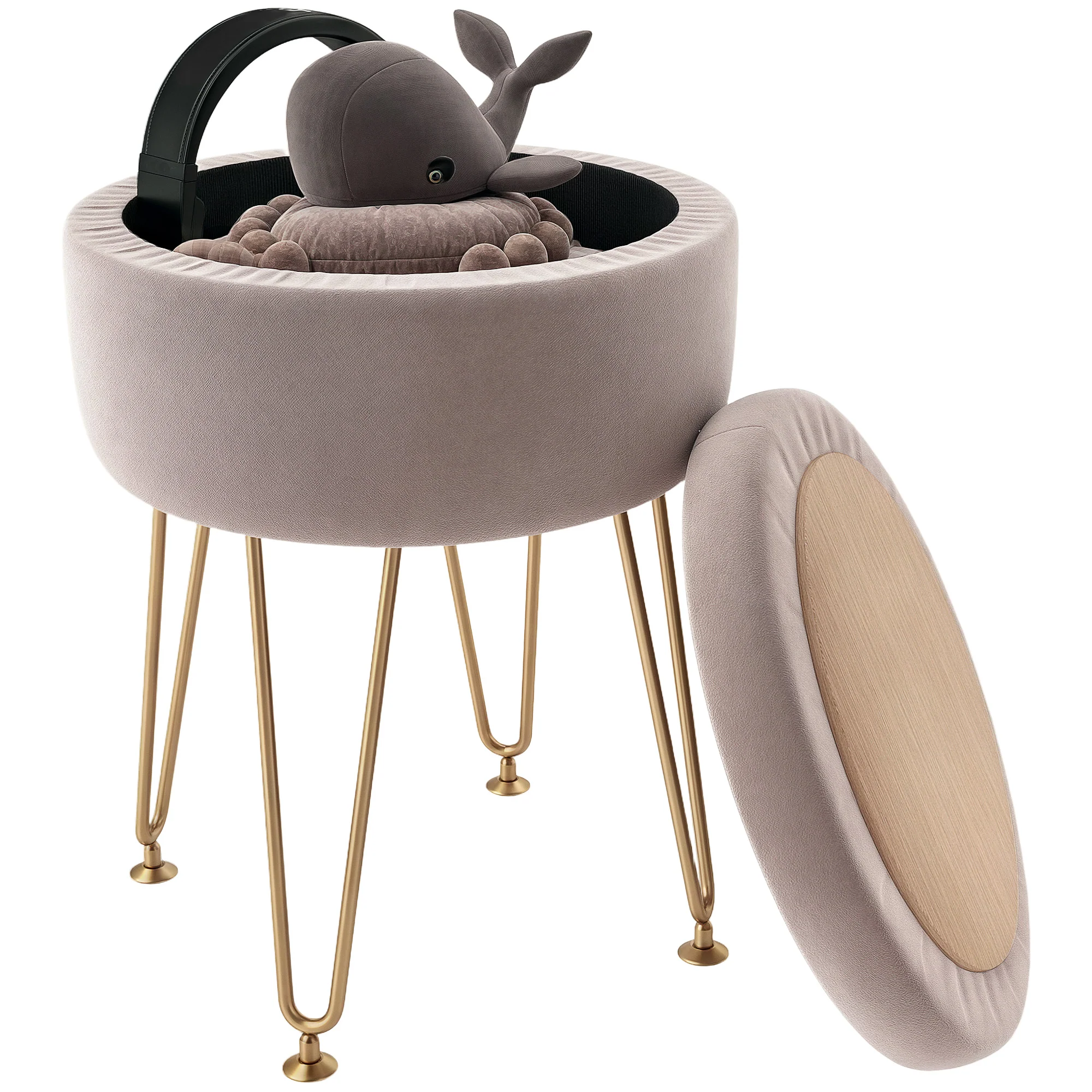 HOMCOM 5L Velvet Footstool With Removable Lid For Bedroom - Image 19