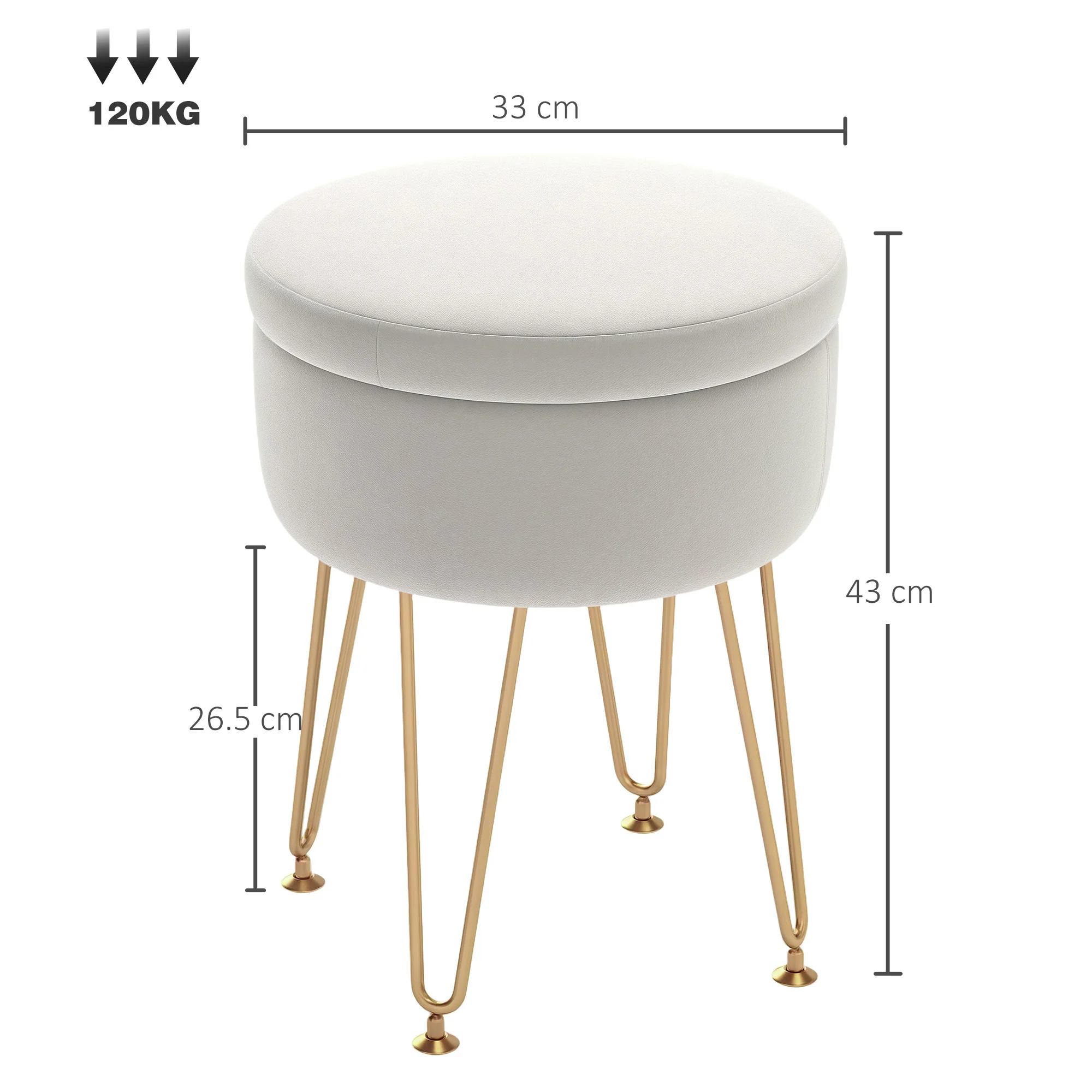 HOMCOM 5L Velvet Footstool With Removable Lid For Bedroom - Image 5