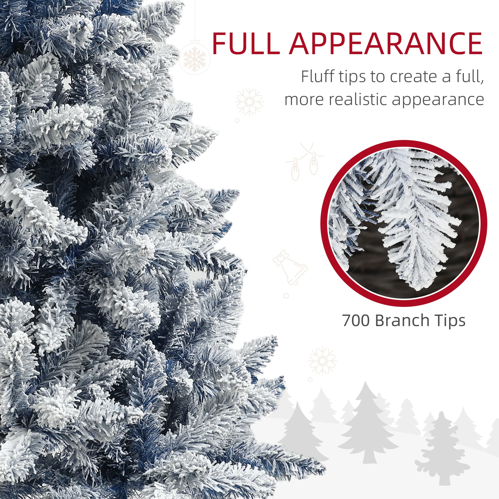 HOMCOM 6 Foot Artificial Blue Snow Flocked Christmas Tree With Hinged Branches - Image 4