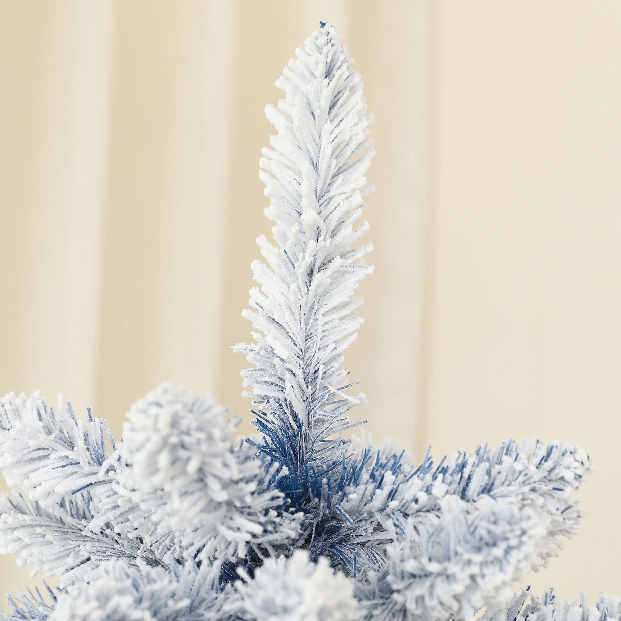 HOMCOM 6 Foot Artificial Blue Snow Flocked Christmas Tree With Hinged Branches - Image 8