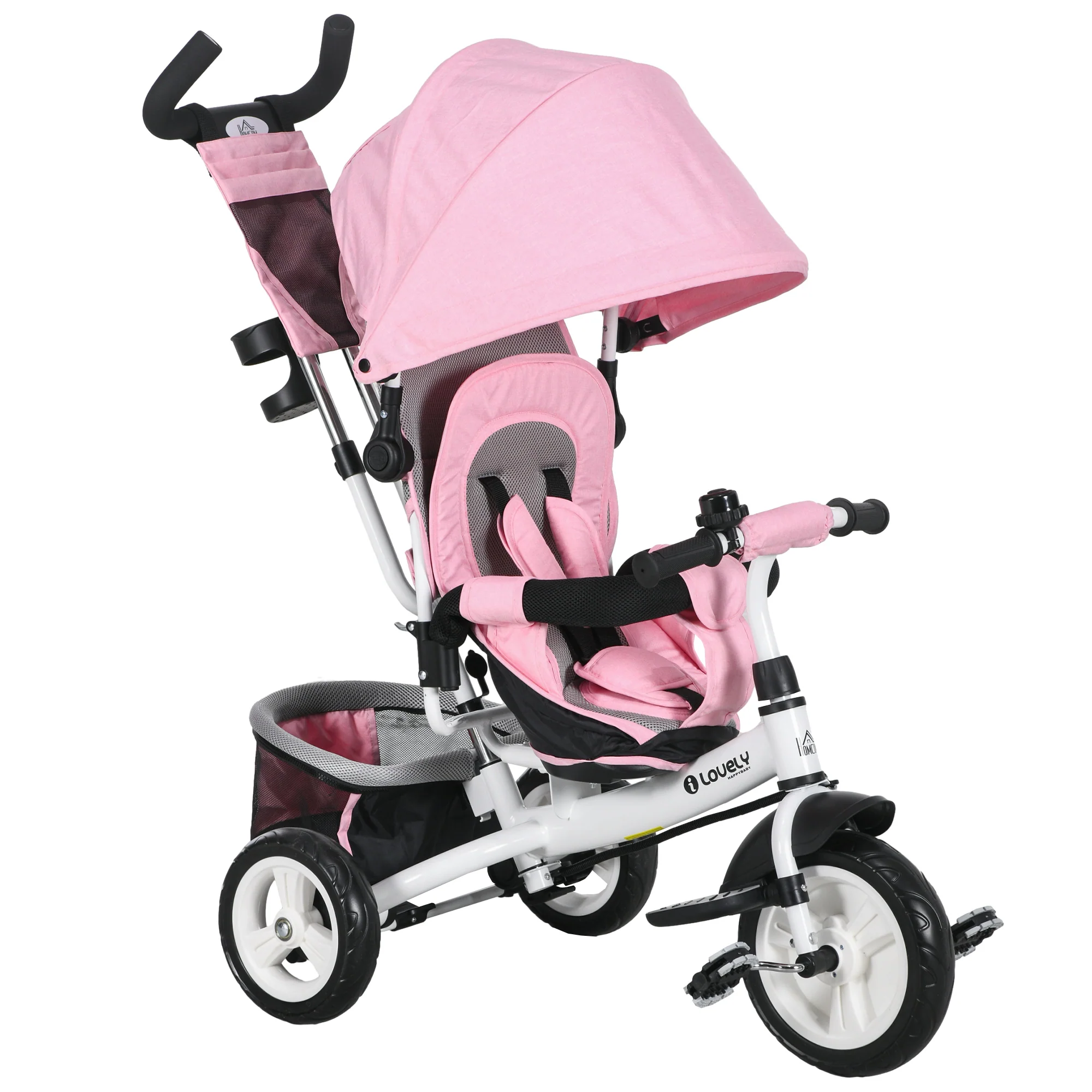 HOMCOM 6 In 1 Kids Trike, Stroller With Parent Handle