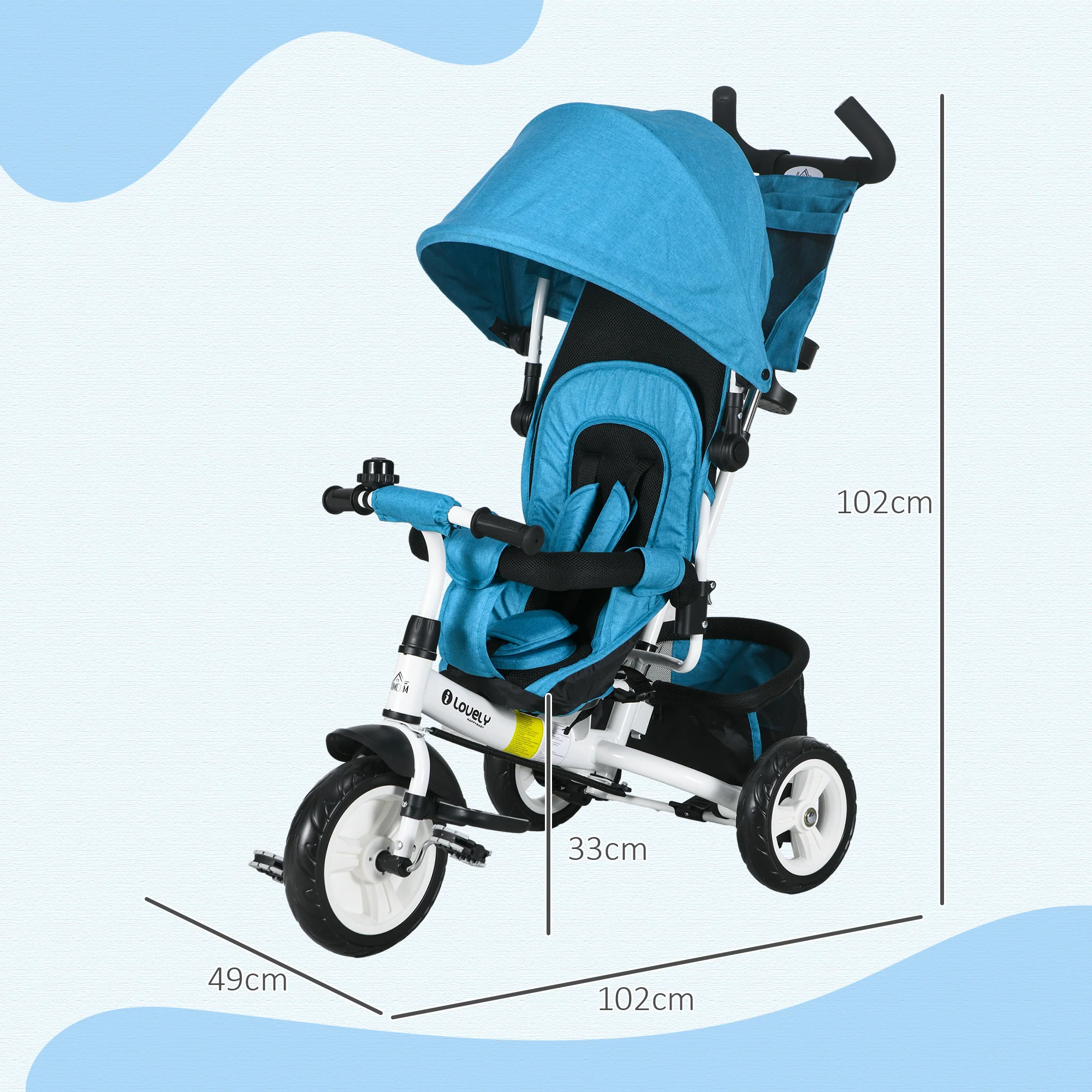 HOMCOM 6 In 1 Kids Trike, Stroller With Parent Handle - Image 14