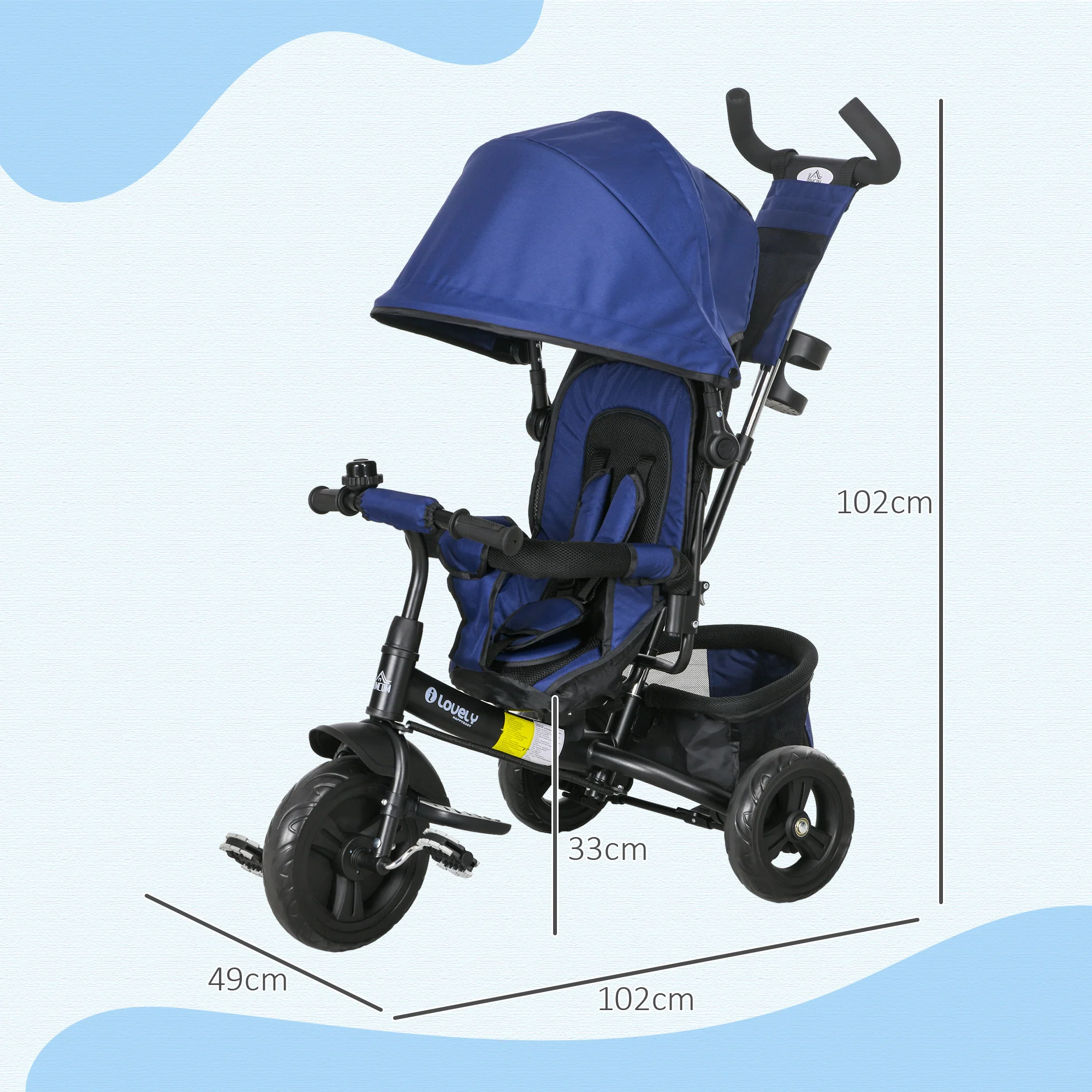 HOMCOM 6 In 1 Kids Trike, Stroller With Parent Handle - Image 23