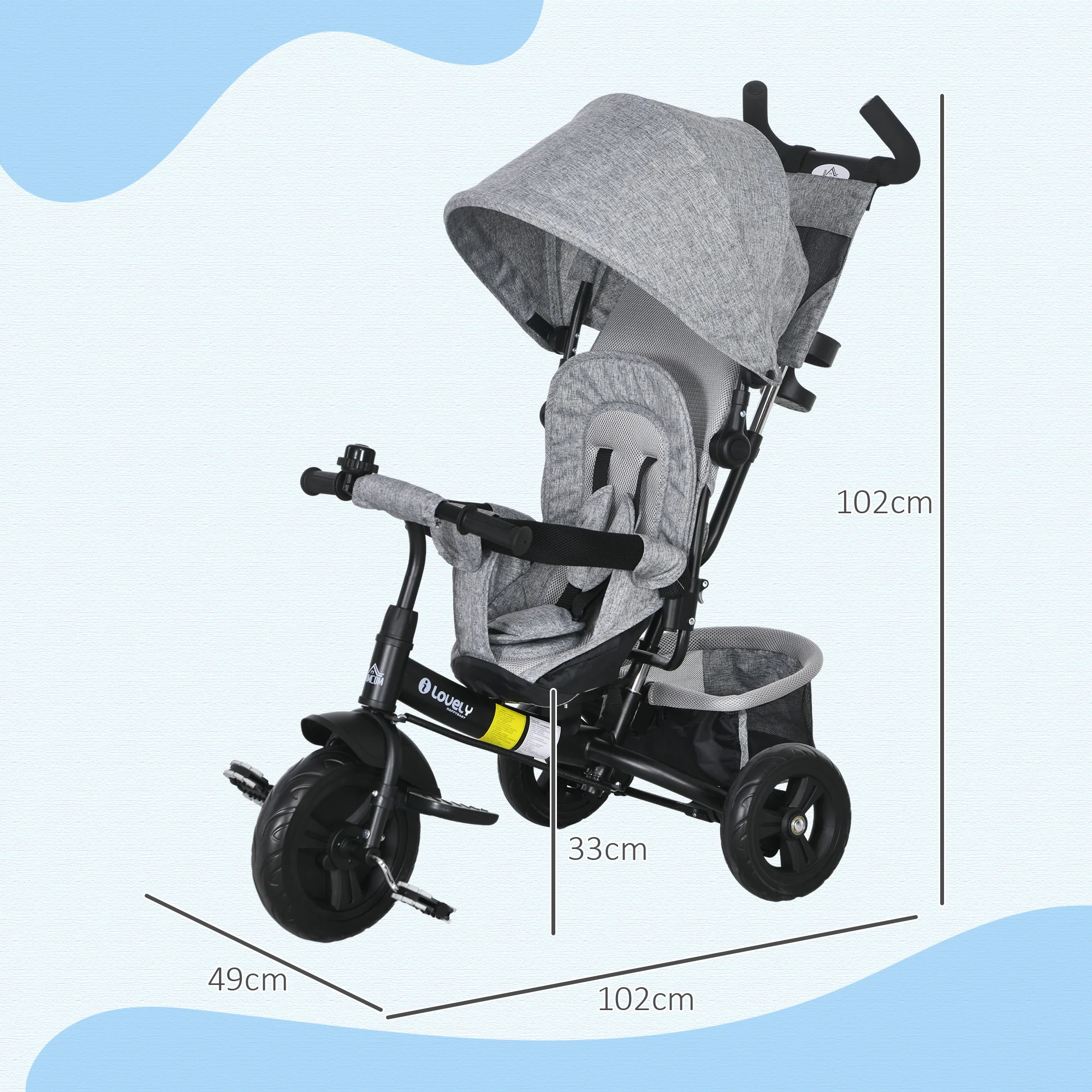 HOMCOM 6 In 1 Kids Trike, Stroller With Parent Handle - Image 27