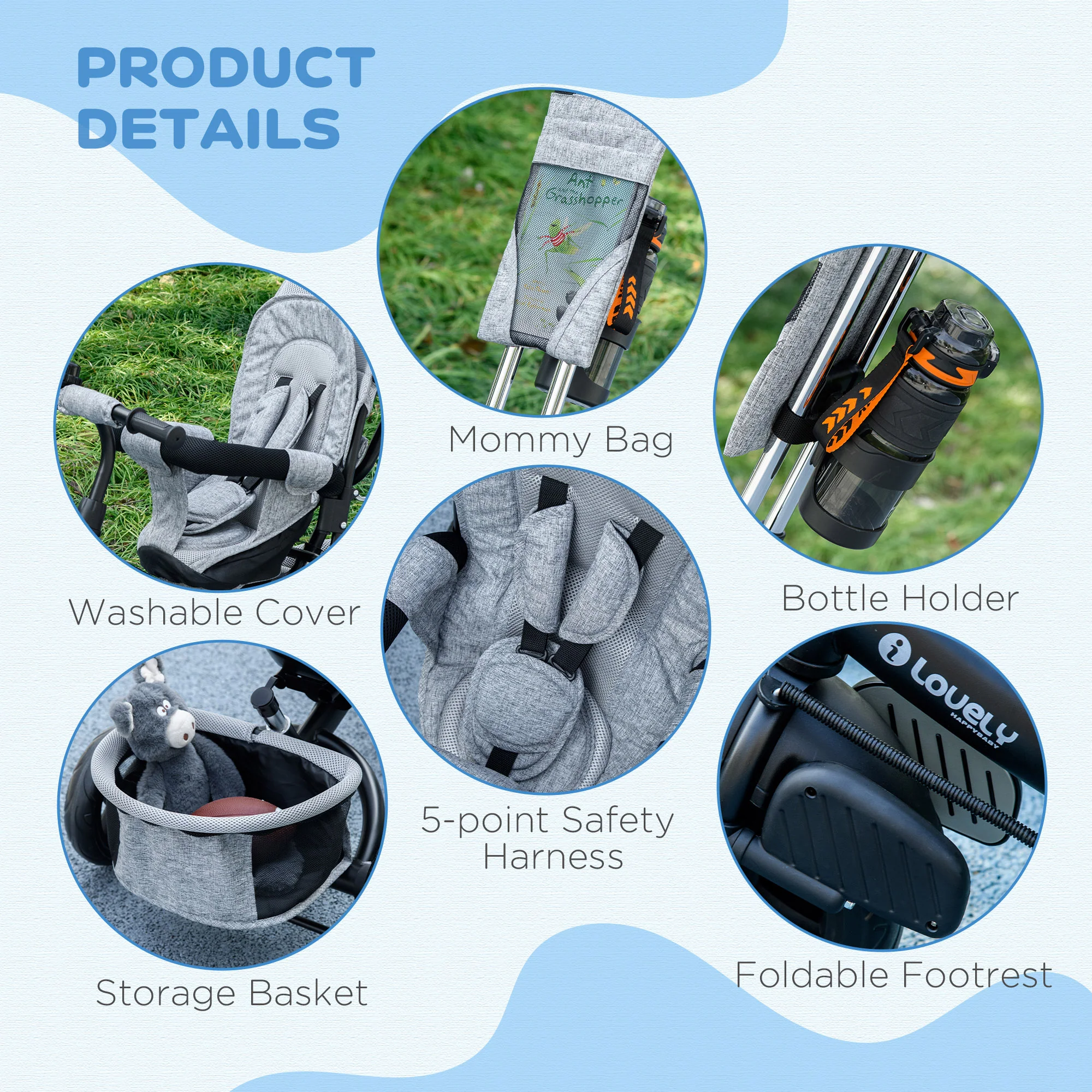 HOMCOM 6 In 1 Kids Trike, Stroller With Parent Handle - Image 29