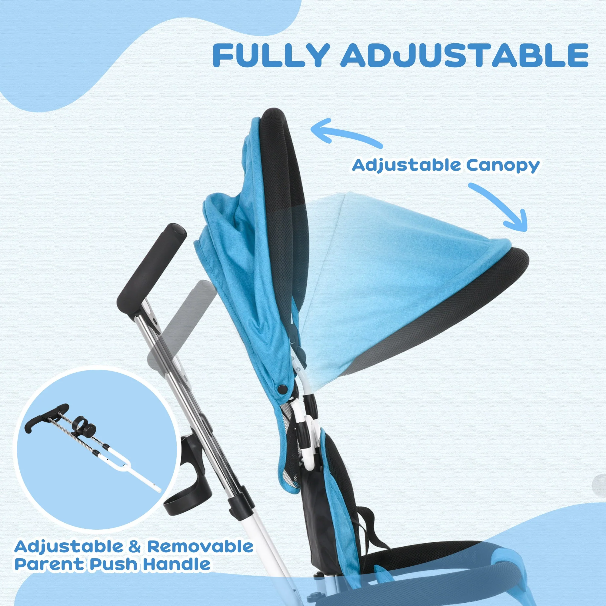 HOMCOM 6 In 1 Kids Trike, Stroller With Parent Handle - Image 13