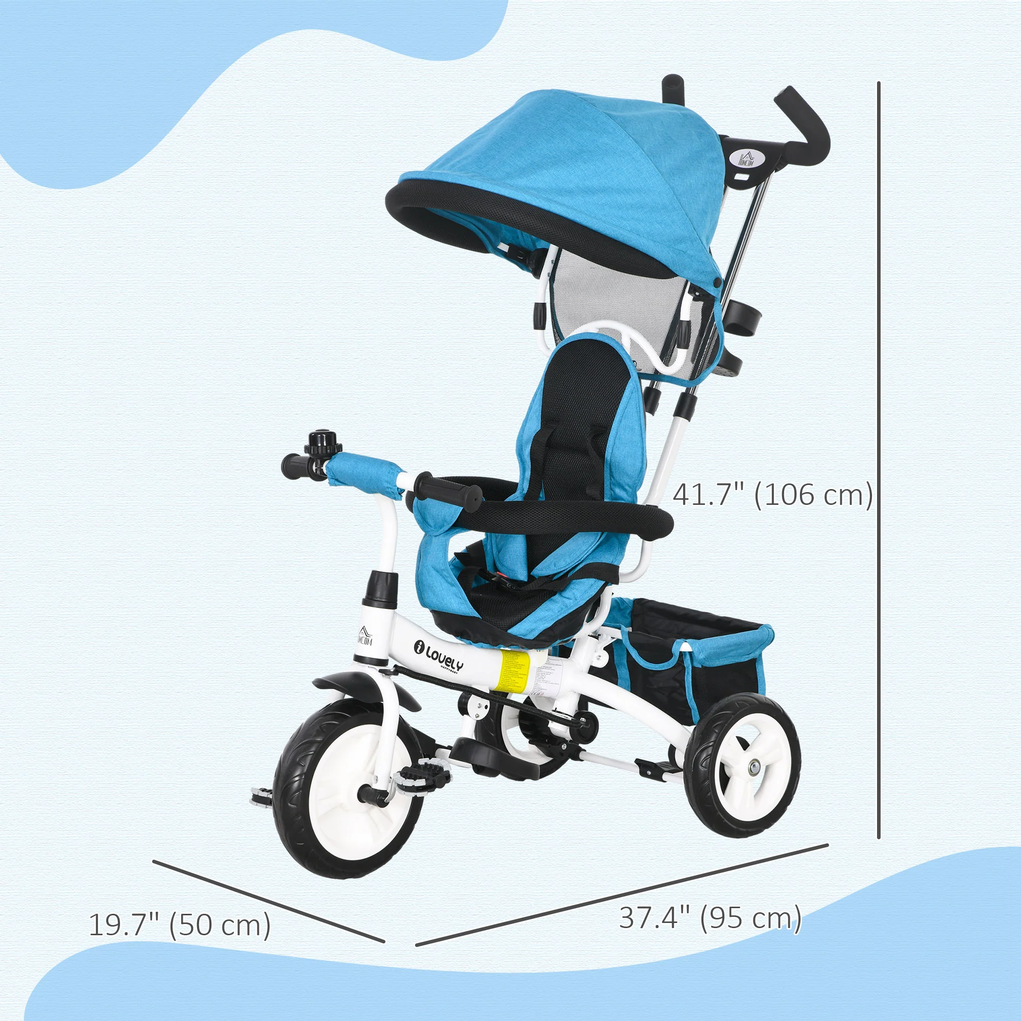 HOMCOM 6 In 1 Kids Trike, Stroller With Parent Handle - Image 14