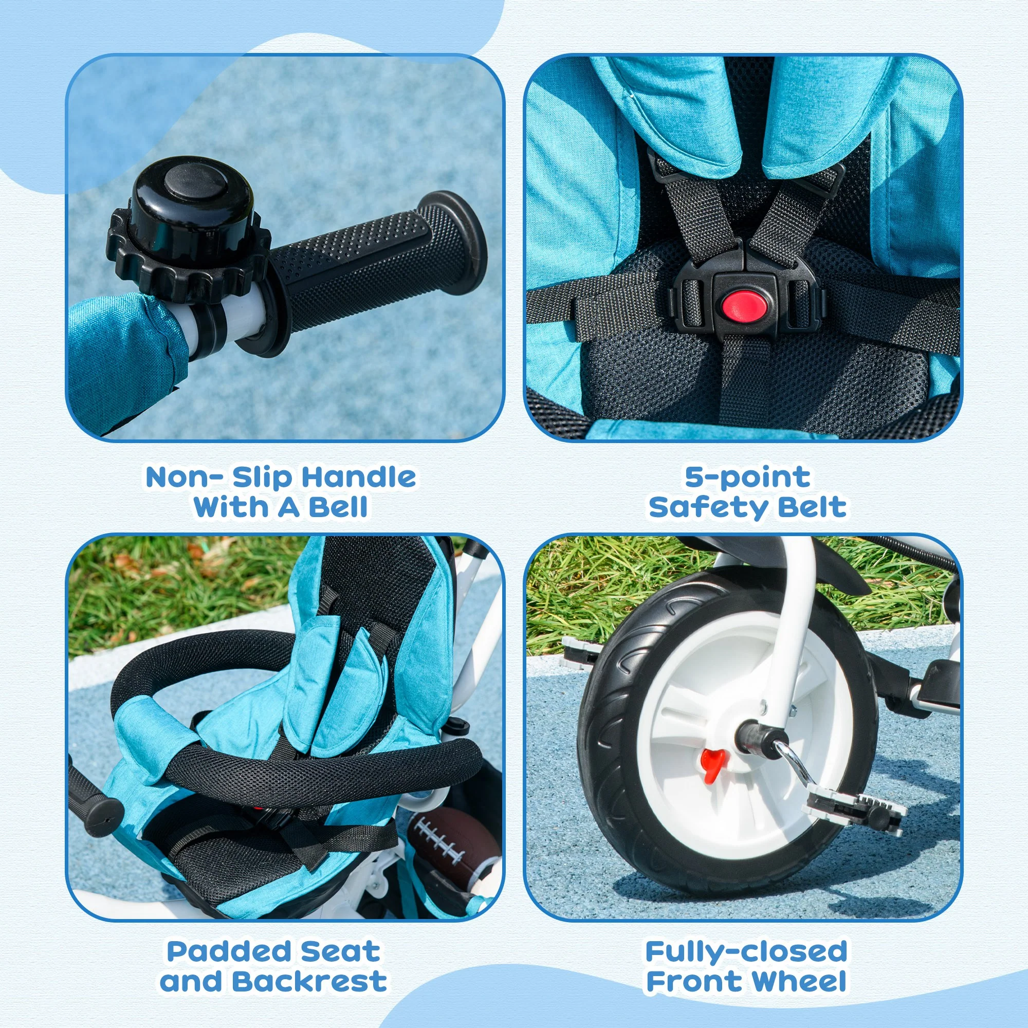 HOMCOM 6 In 1 Kids Trike, Stroller With Parent Handle - Image 16