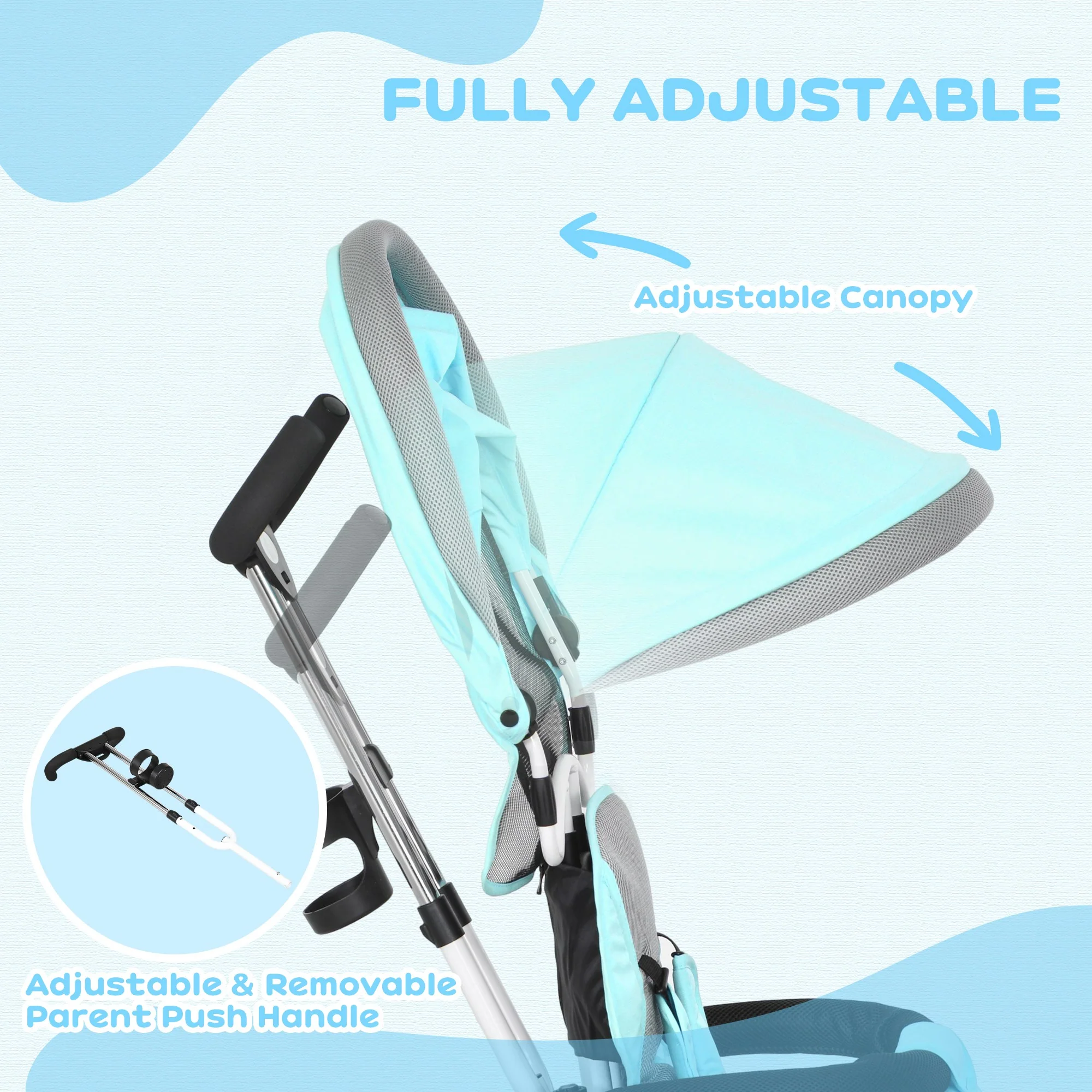 HOMCOM 6 In 1 Kids Trike, Stroller With Parent Handle - Image 22