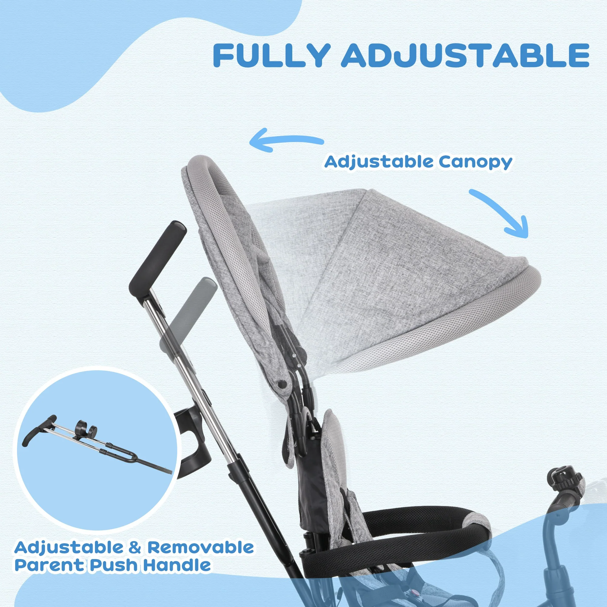 HOMCOM 6 In 1 Kids Trike, Stroller With Parent Handle - Image 31