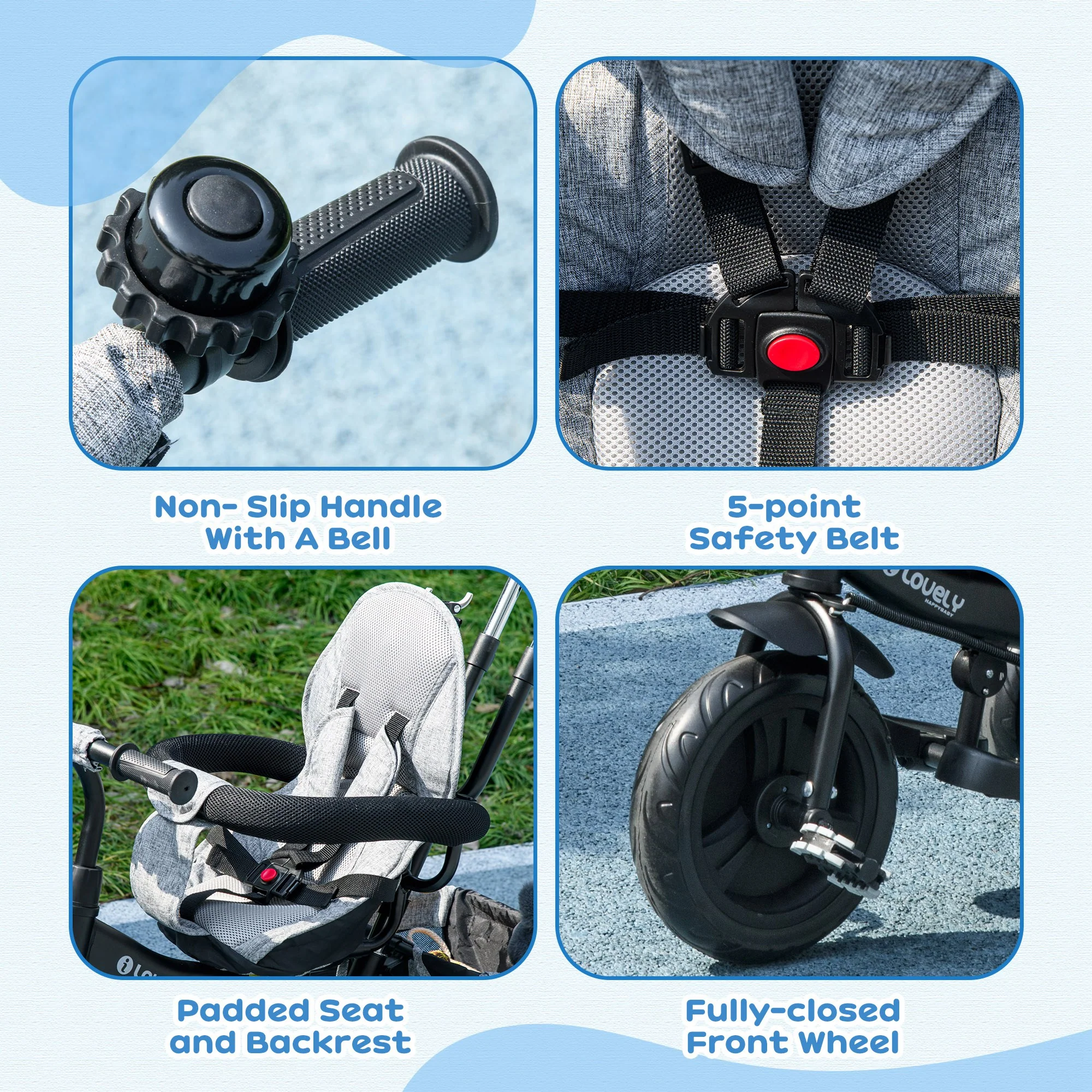 HOMCOM 6 In 1 Kids Trike, Stroller With Parent Handle - Image 34