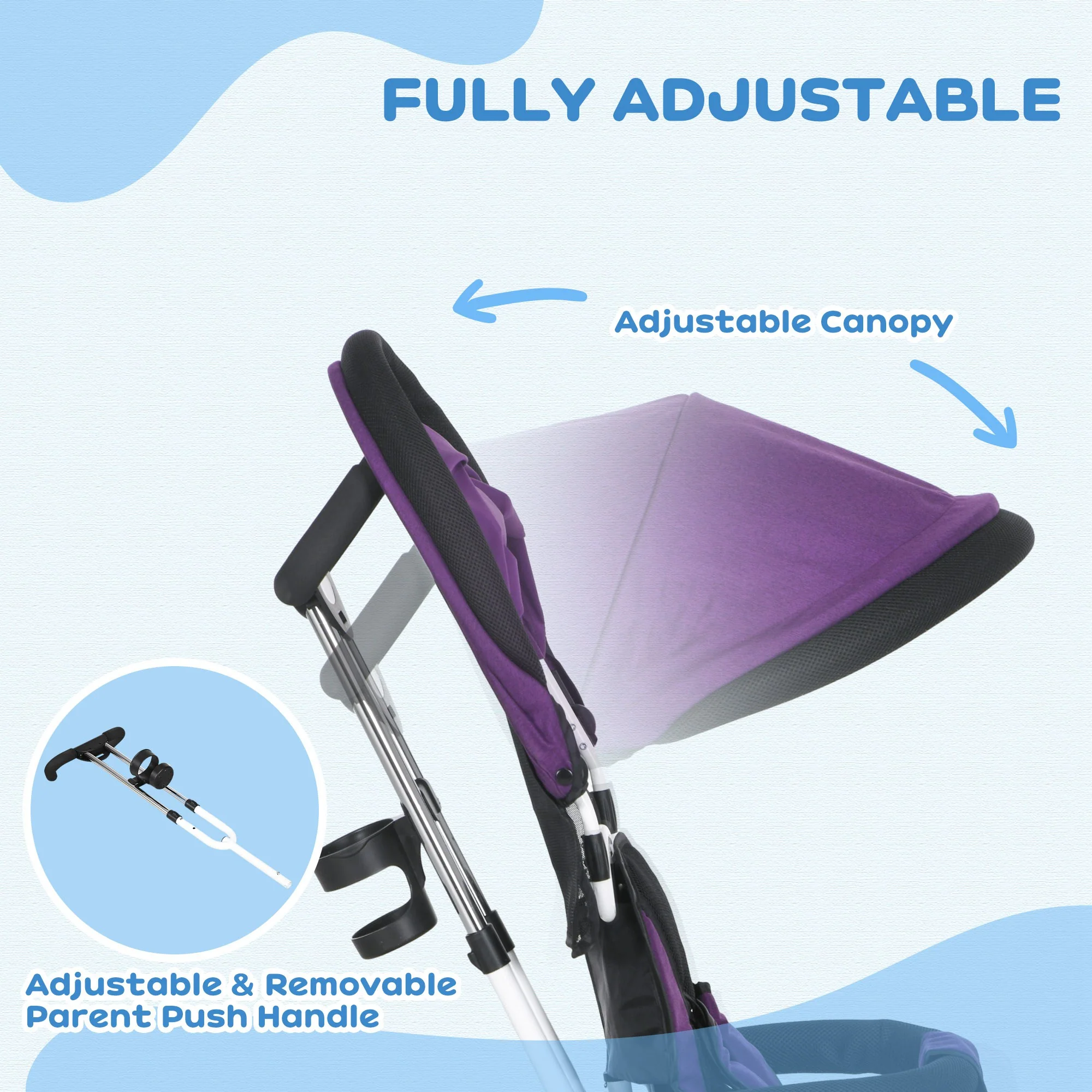 HOMCOM 6 In 1 Kids Trike, Stroller With Parent Handle - Image 4