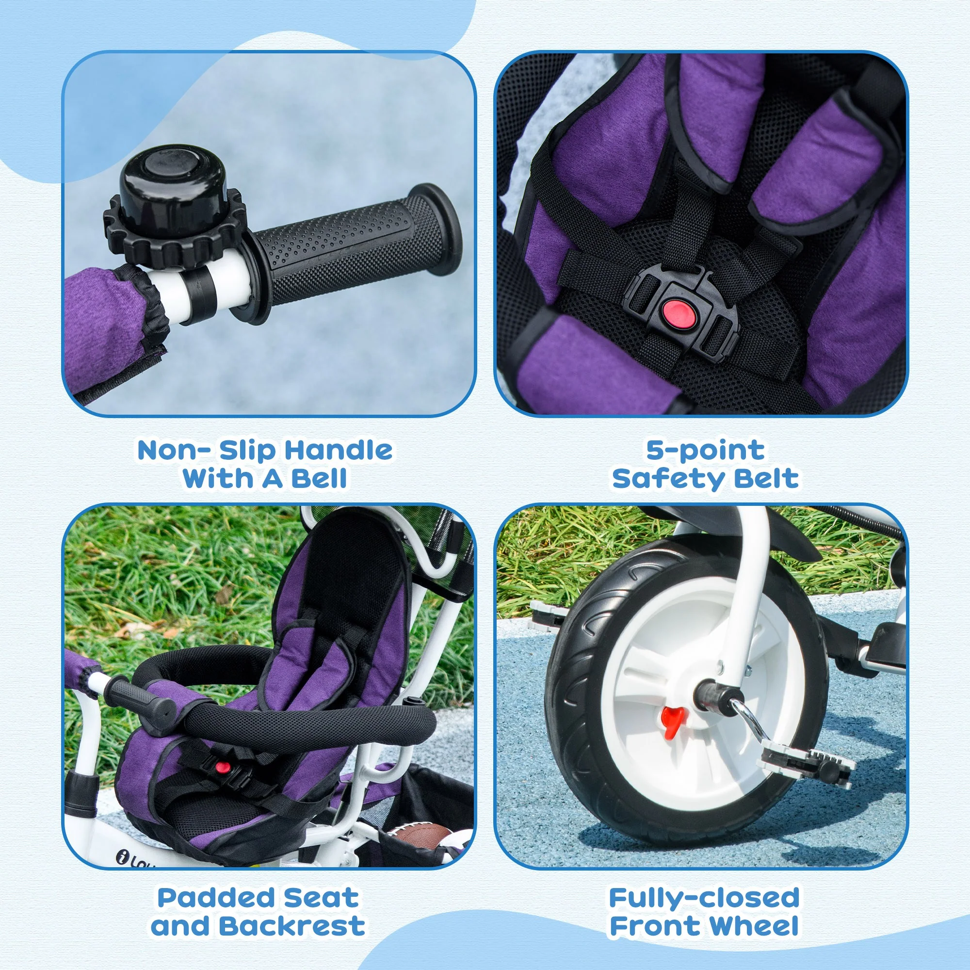 HOMCOM 6 In 1 Kids Trike, Stroller With Parent Handle - Image 7