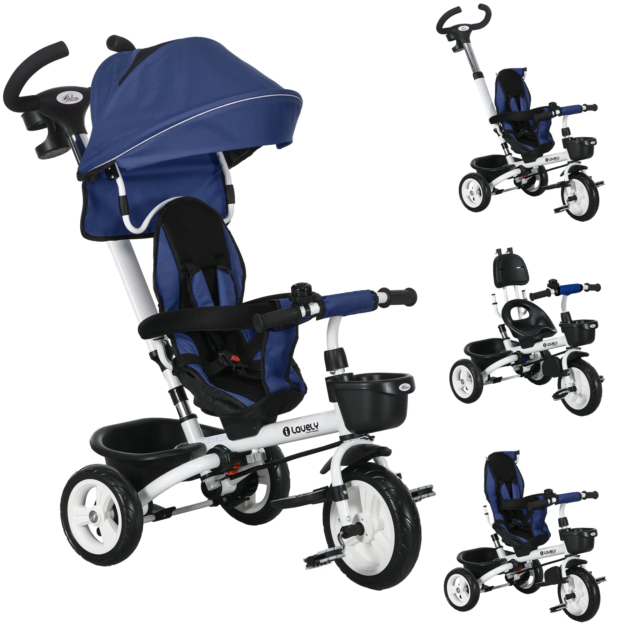 HOMCOM 6 In 1 Trike For Toddler 1-5 Years With Parent Handle - Image 10