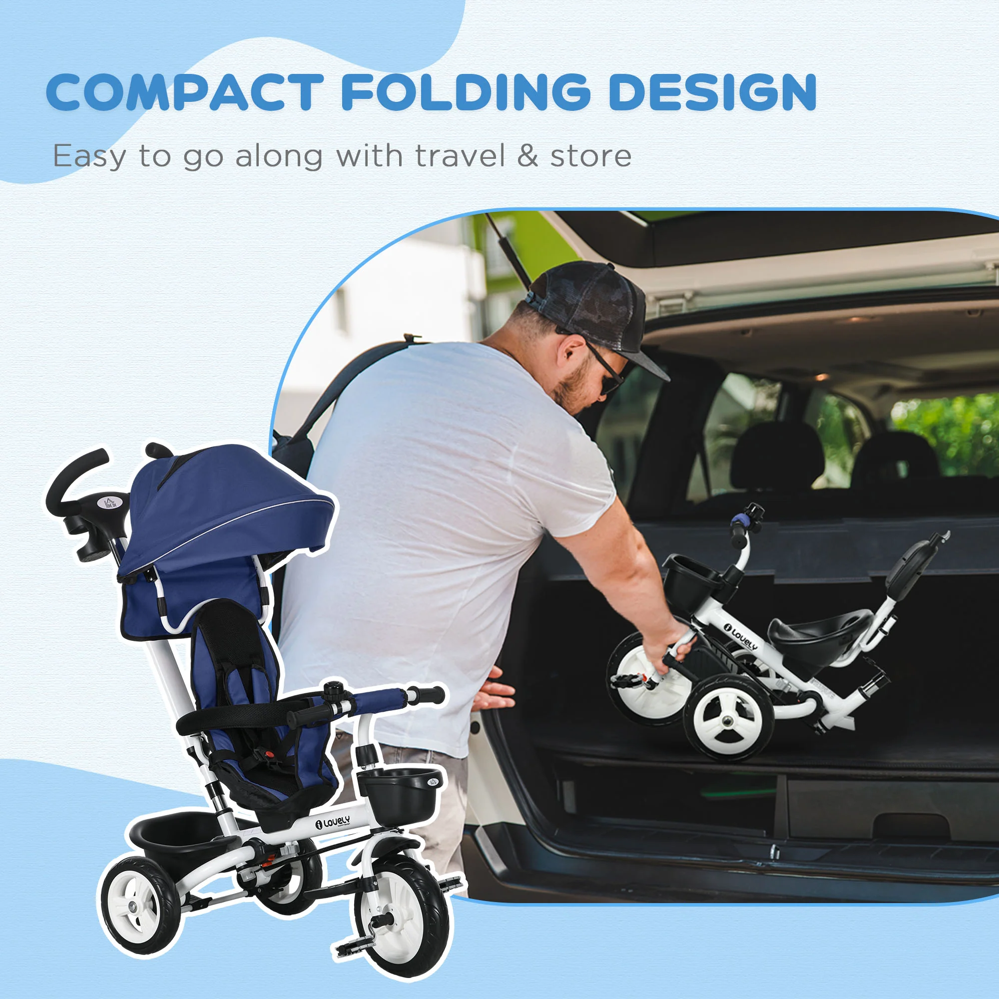 HOMCOM 6 In 1 Trike For Toddler 1-5 Years With Parent Handle - Image 13